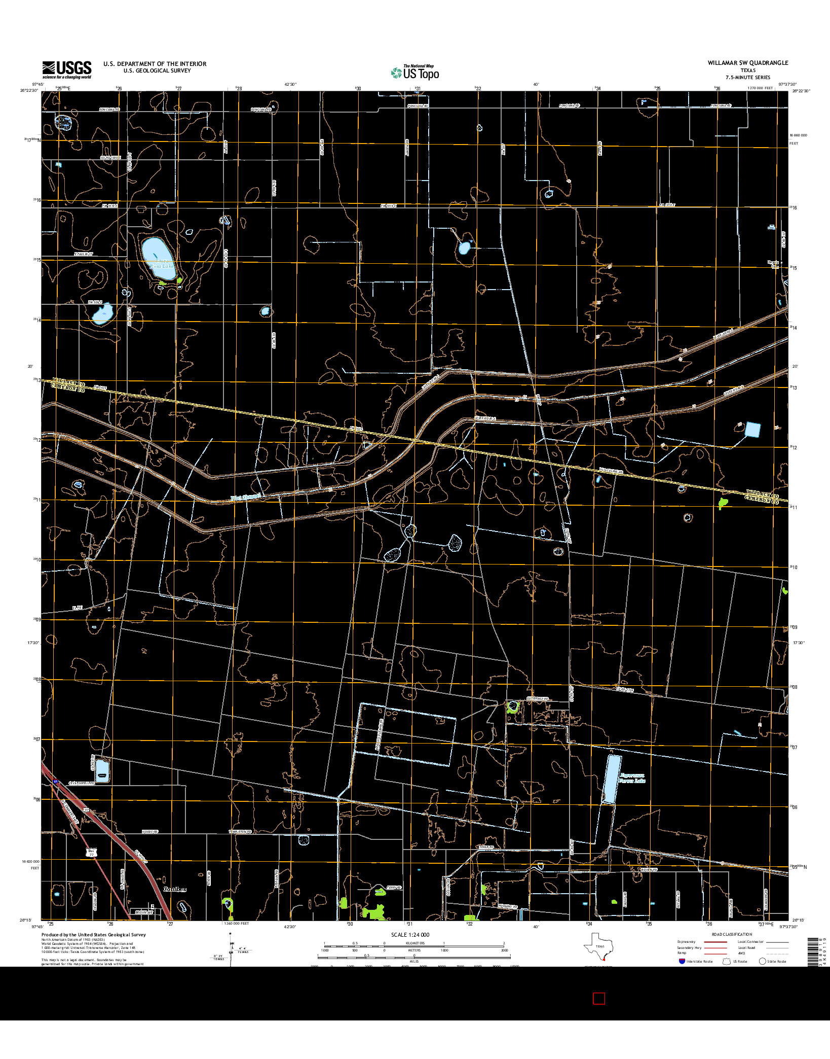 USGS US TOPO 7.5-MINUTE MAP FOR WILLAMAR SW, TX 2016