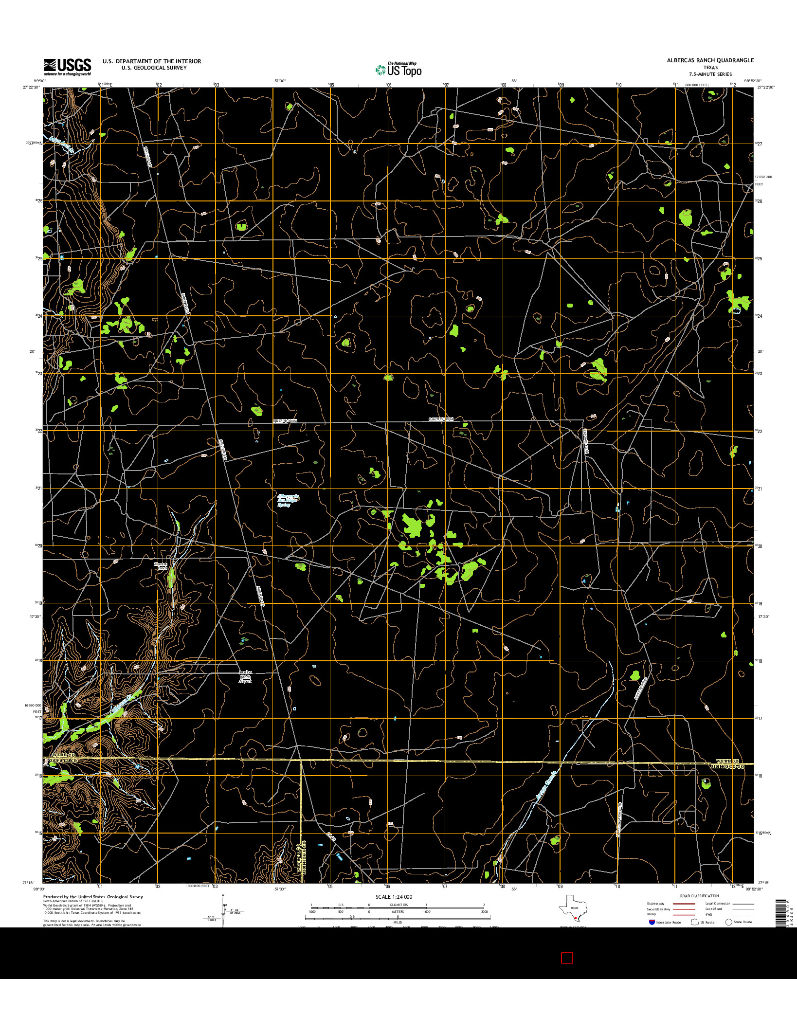 USGS US TOPO 7.5-MINUTE MAP FOR ALBERCAS RANCH, TX 2016