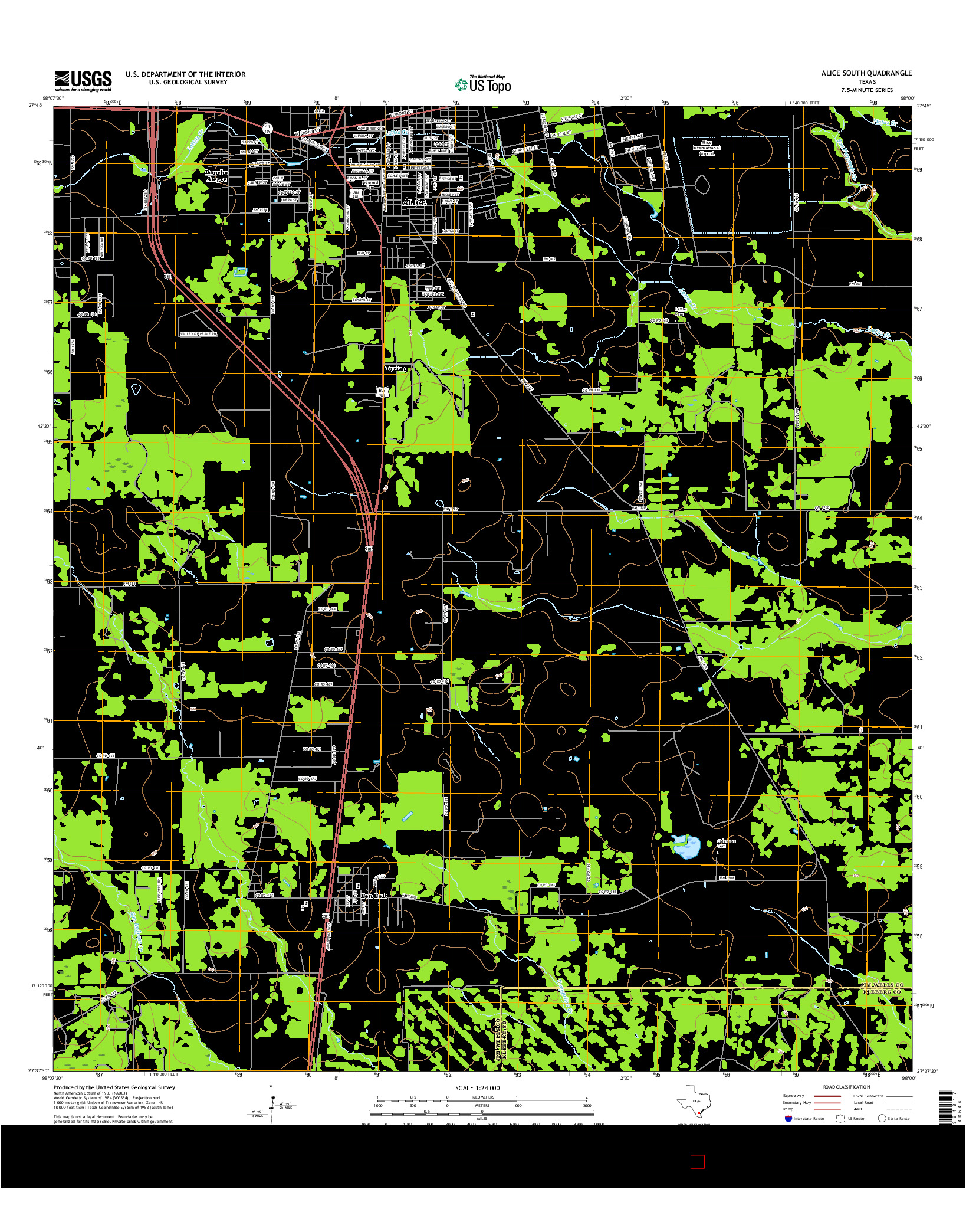 USGS US TOPO 7.5-MINUTE MAP FOR ALICE SOUTH, TX 2016