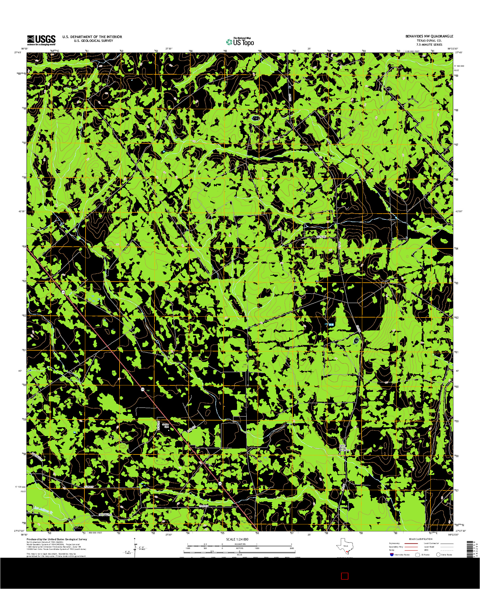 USGS US TOPO 7.5-MINUTE MAP FOR BENAVIDES NW, TX 2016