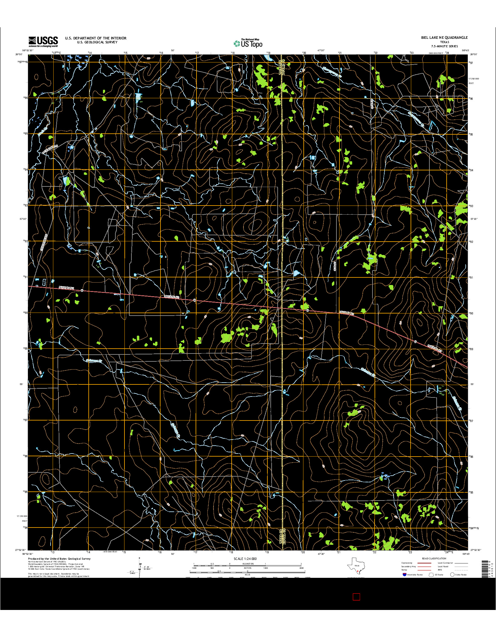 USGS US TOPO 7.5-MINUTE MAP FOR BIEL LAKE NE, TX 2016