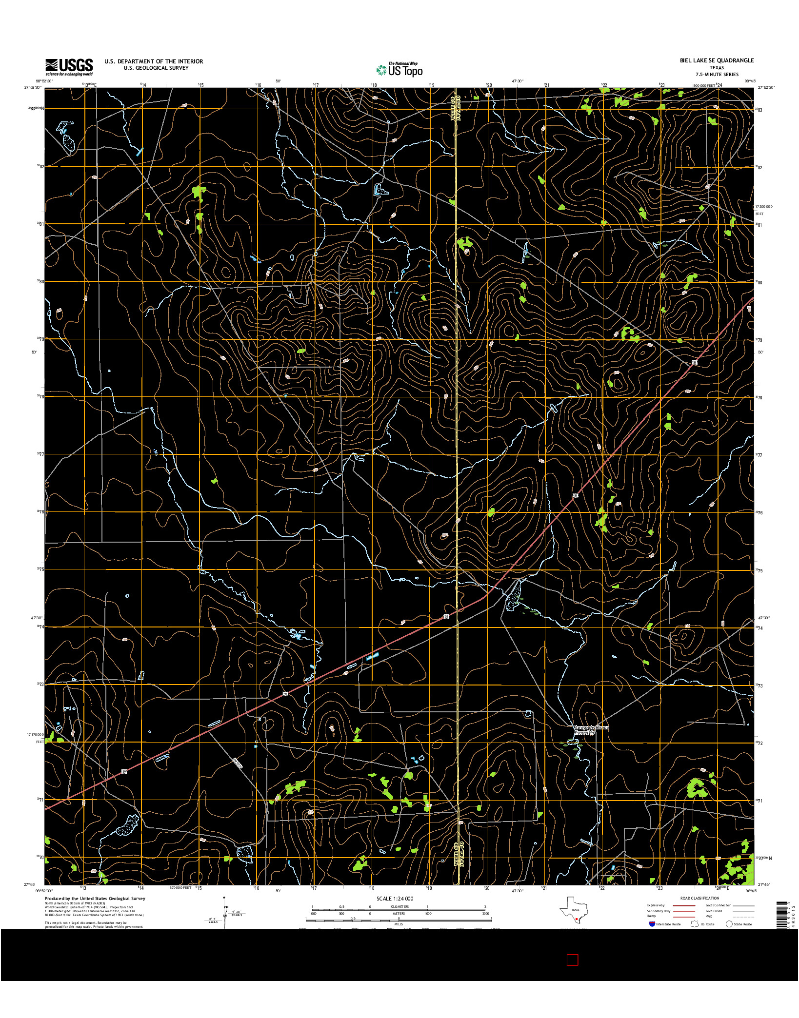 USGS US TOPO 7.5-MINUTE MAP FOR BIEL LAKE SE, TX 2016