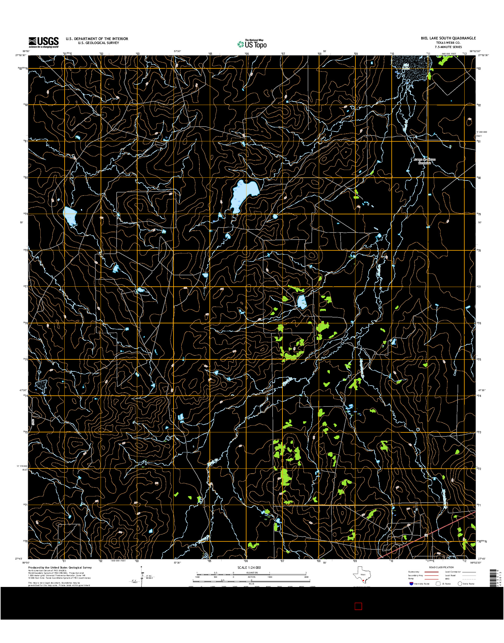 USGS US TOPO 7.5-MINUTE MAP FOR BIEL LAKE SOUTH, TX 2016