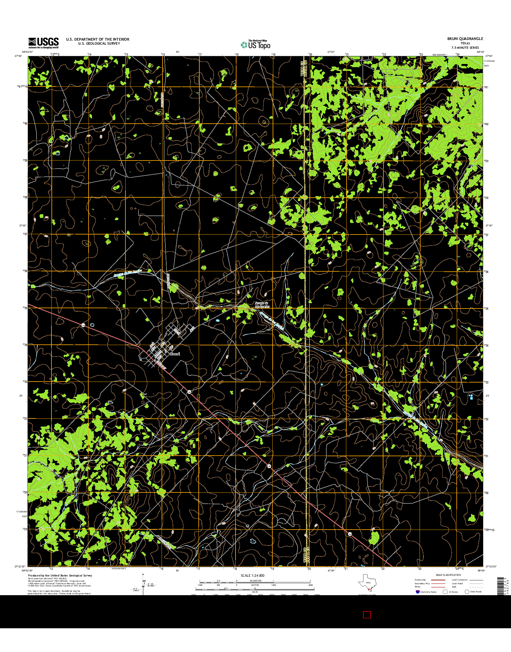 USGS US TOPO 7.5-MINUTE MAP FOR BRUNI, TX 2016