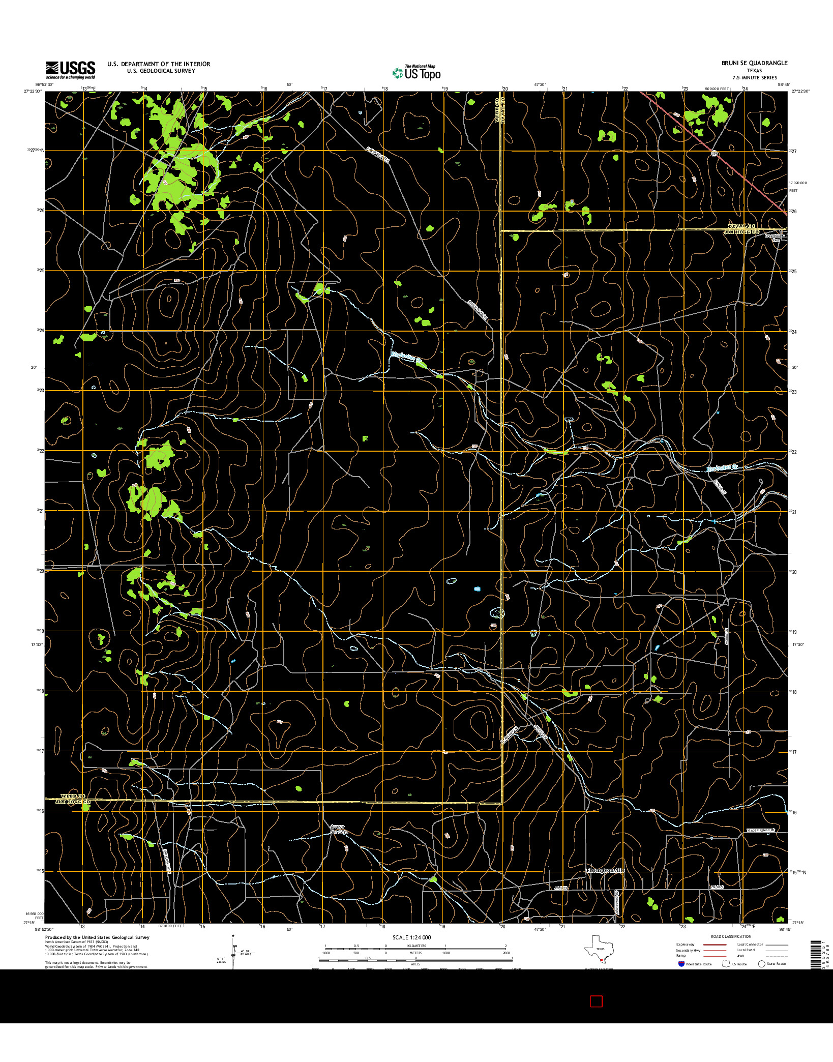 USGS US TOPO 7.5-MINUTE MAP FOR BRUNI SE, TX 2016