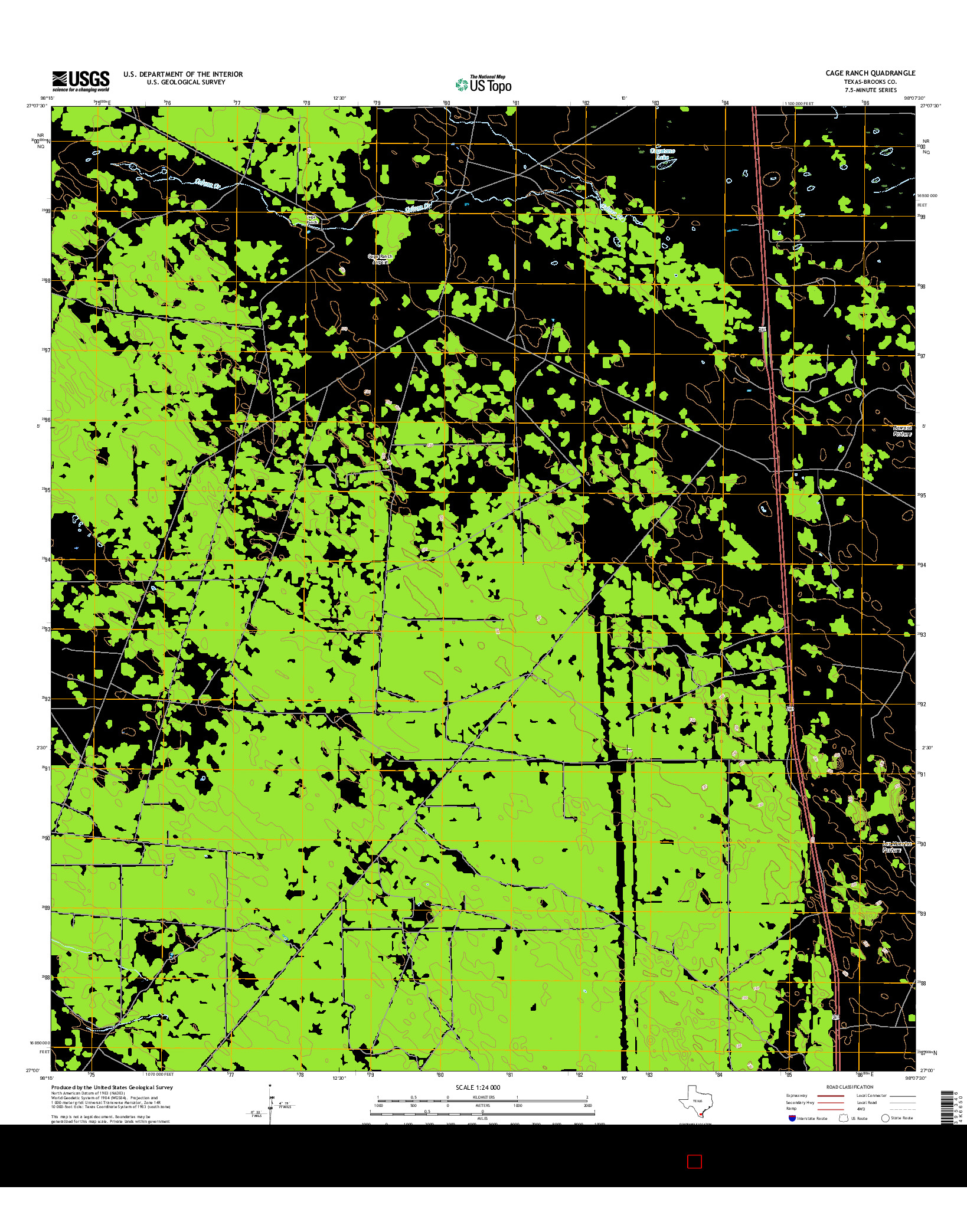 USGS US TOPO 7.5-MINUTE MAP FOR CAGE RANCH, TX 2016