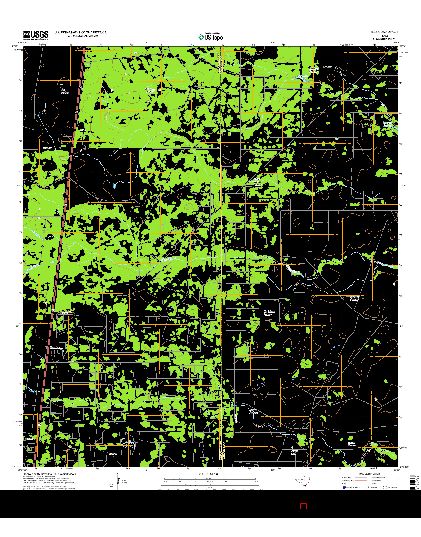 USGS US TOPO 7.5-MINUTE MAP FOR ELLA, TX 2016