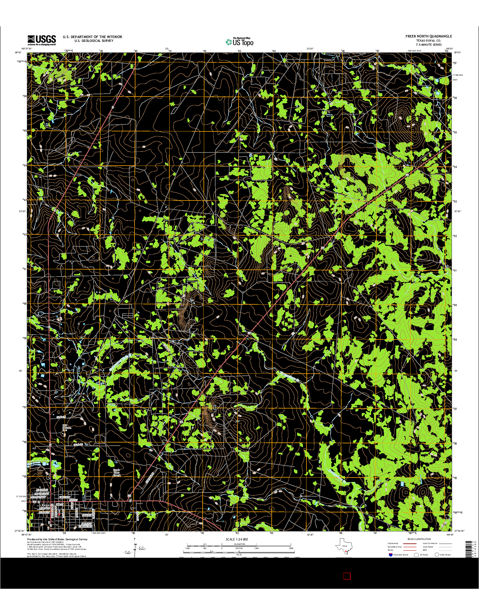 USGS US TOPO 7.5-MINUTE MAP FOR FREER NORTH, TX 2016