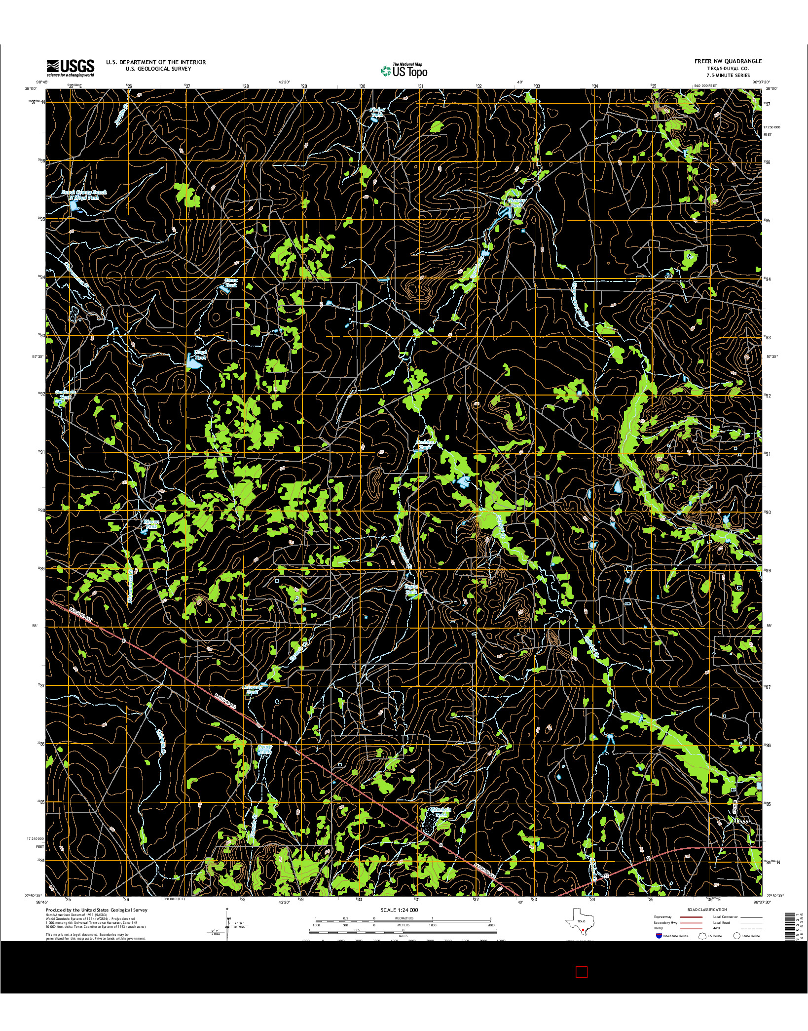 USGS US TOPO 7.5-MINUTE MAP FOR FREER NW, TX 2016