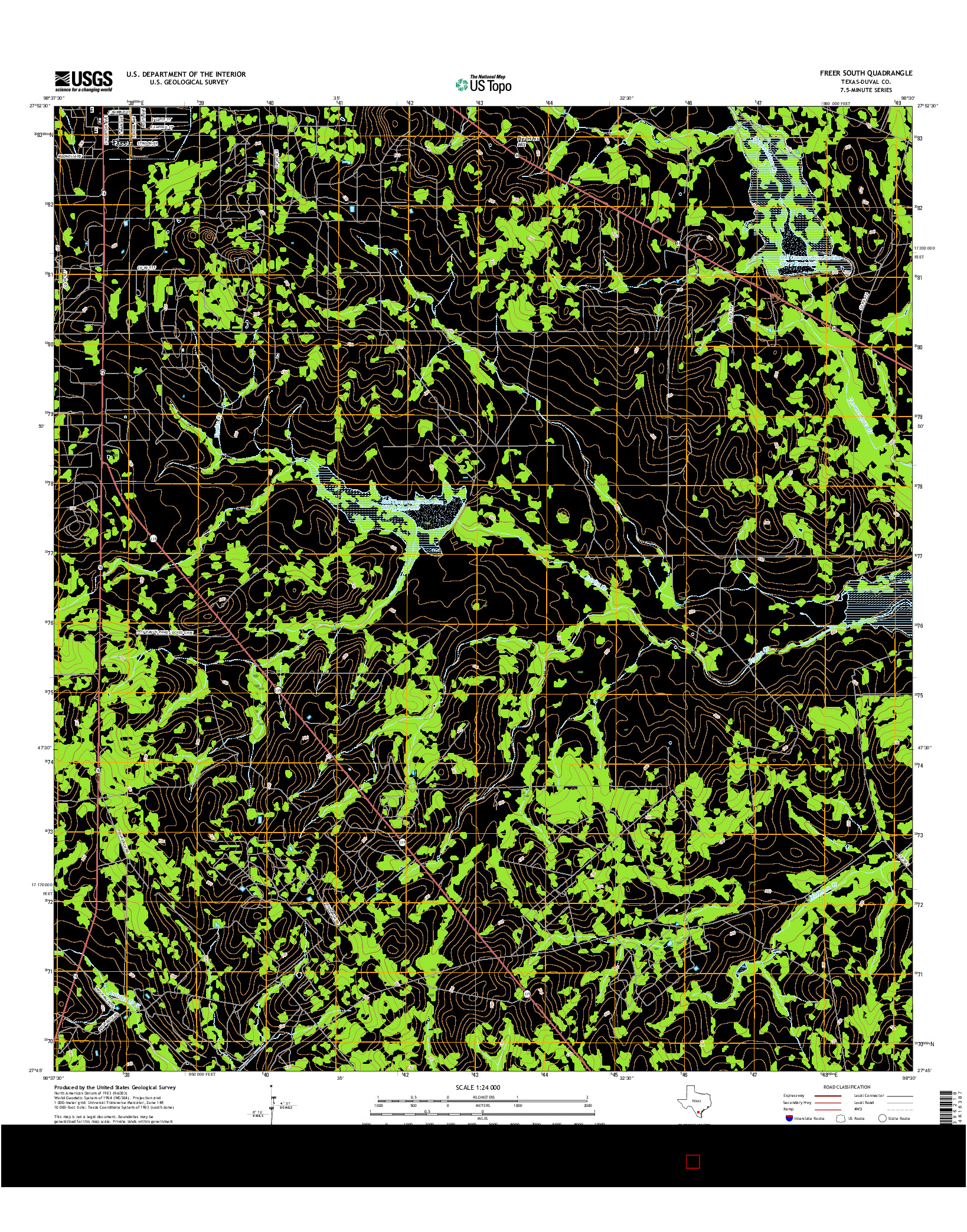 USGS US TOPO 7.5-MINUTE MAP FOR FREER SOUTH, TX 2016