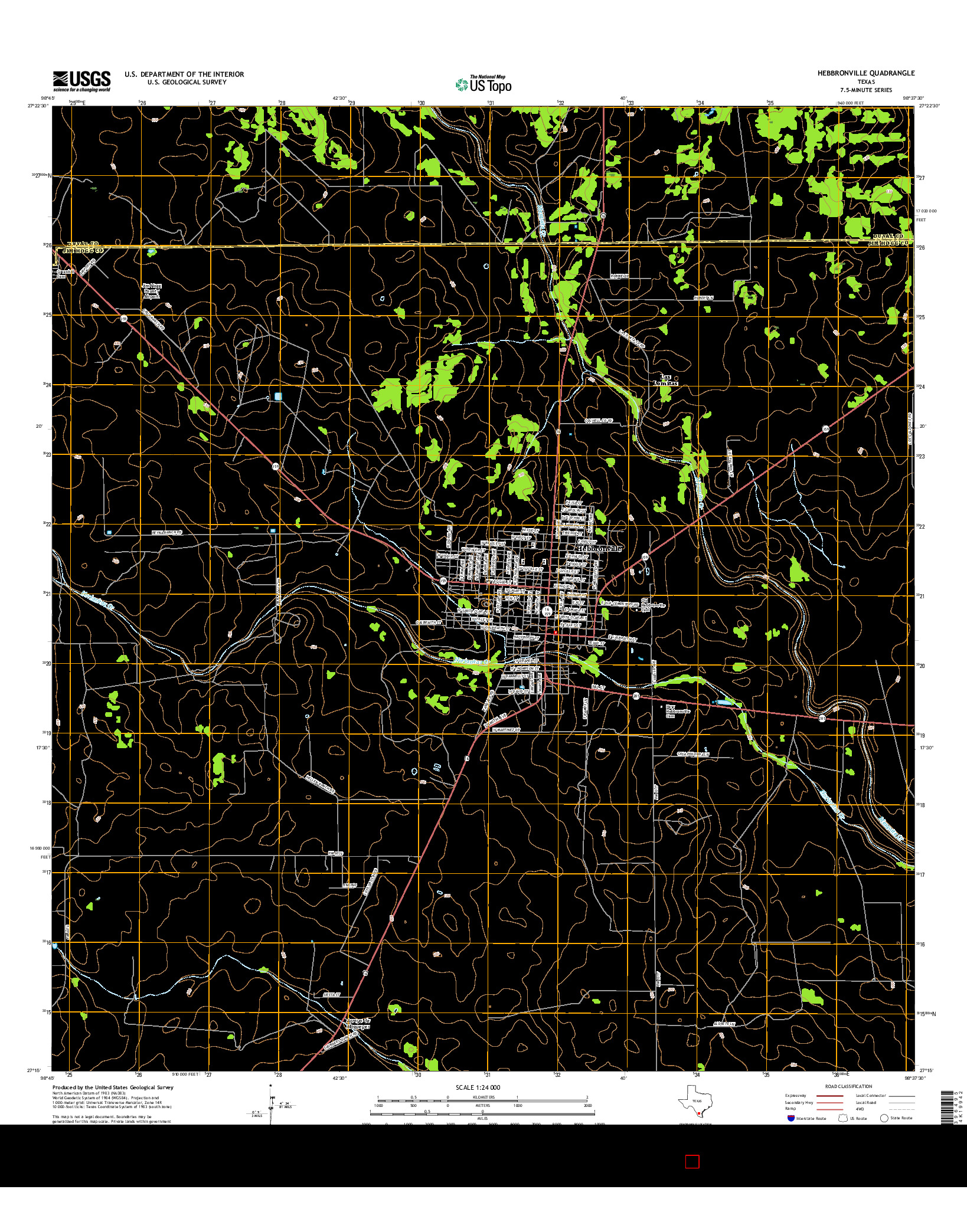 USGS US TOPO 7.5-MINUTE MAP FOR HEBBRONVILLE, TX 2016