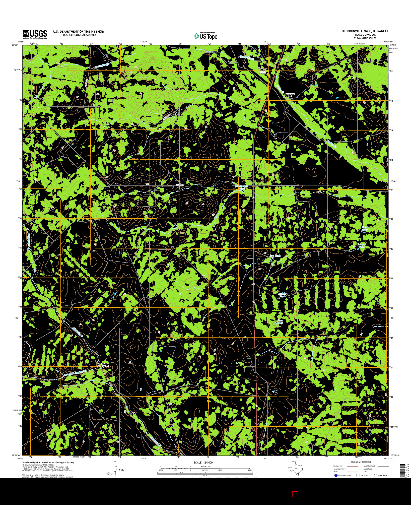 USGS US TOPO 7.5-MINUTE MAP FOR HEBBRONVILLE NW, TX 2016