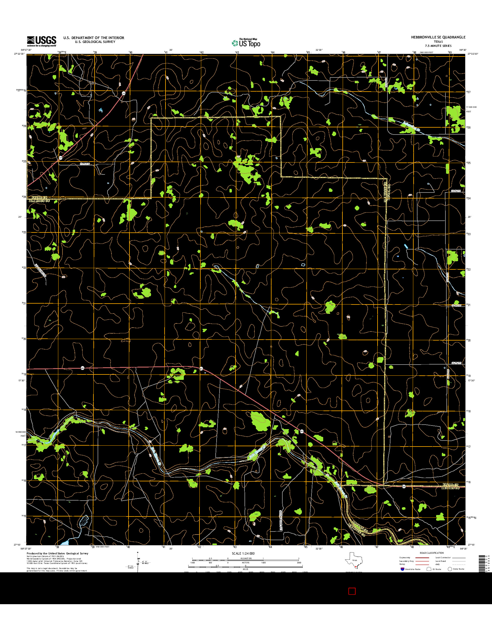 USGS US TOPO 7.5-MINUTE MAP FOR HEBBRONVILLE SE, TX 2016