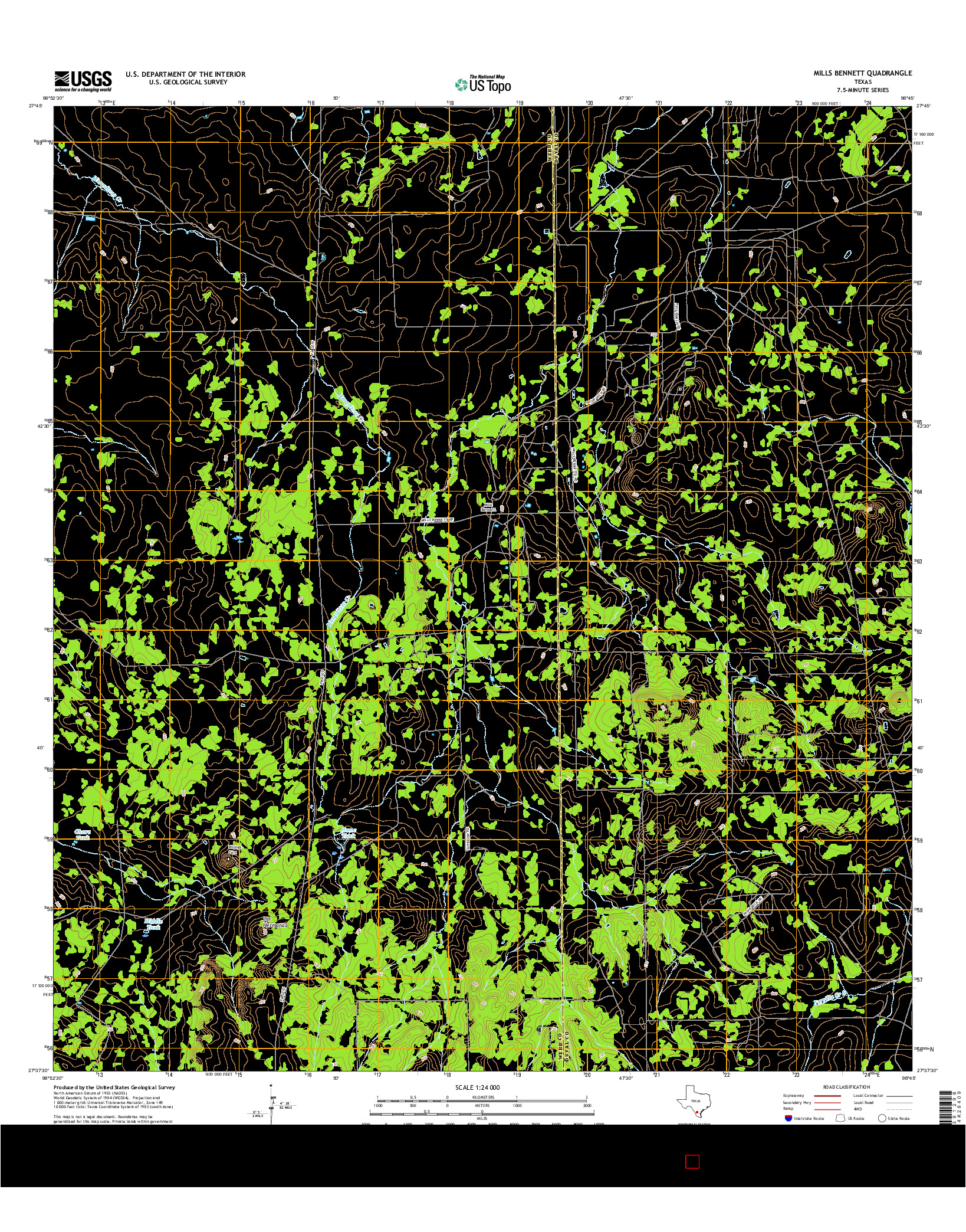 USGS US TOPO 7.5-MINUTE MAP FOR MILLS BENNETT, TX 2016