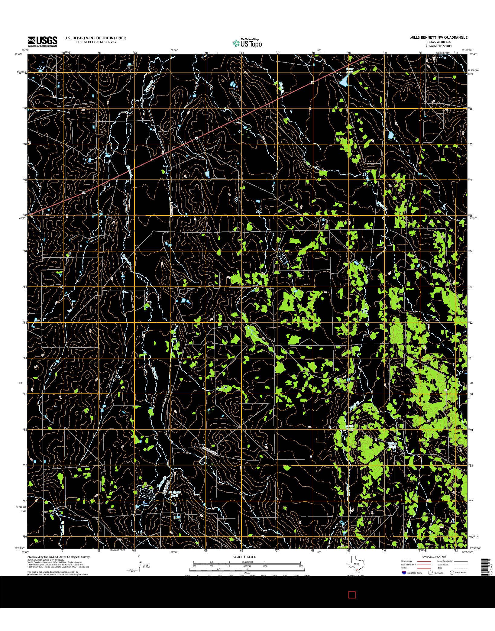 USGS US TOPO 7.5-MINUTE MAP FOR MILLS BENNETT NW, TX 2016
