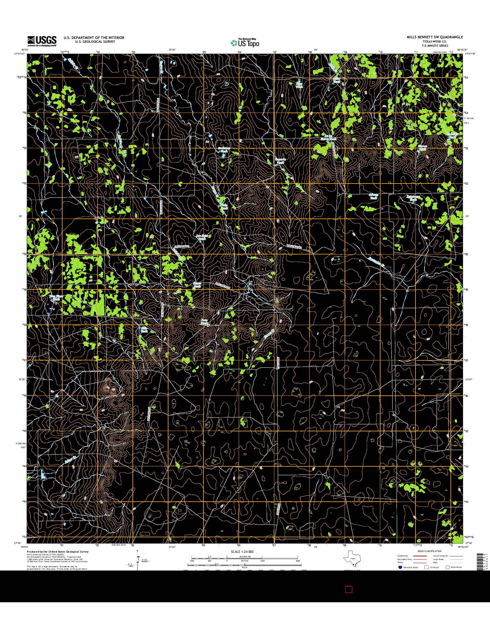 USGS US TOPO 7.5-MINUTE MAP FOR MILLS BENNETT SW, TX 2016
