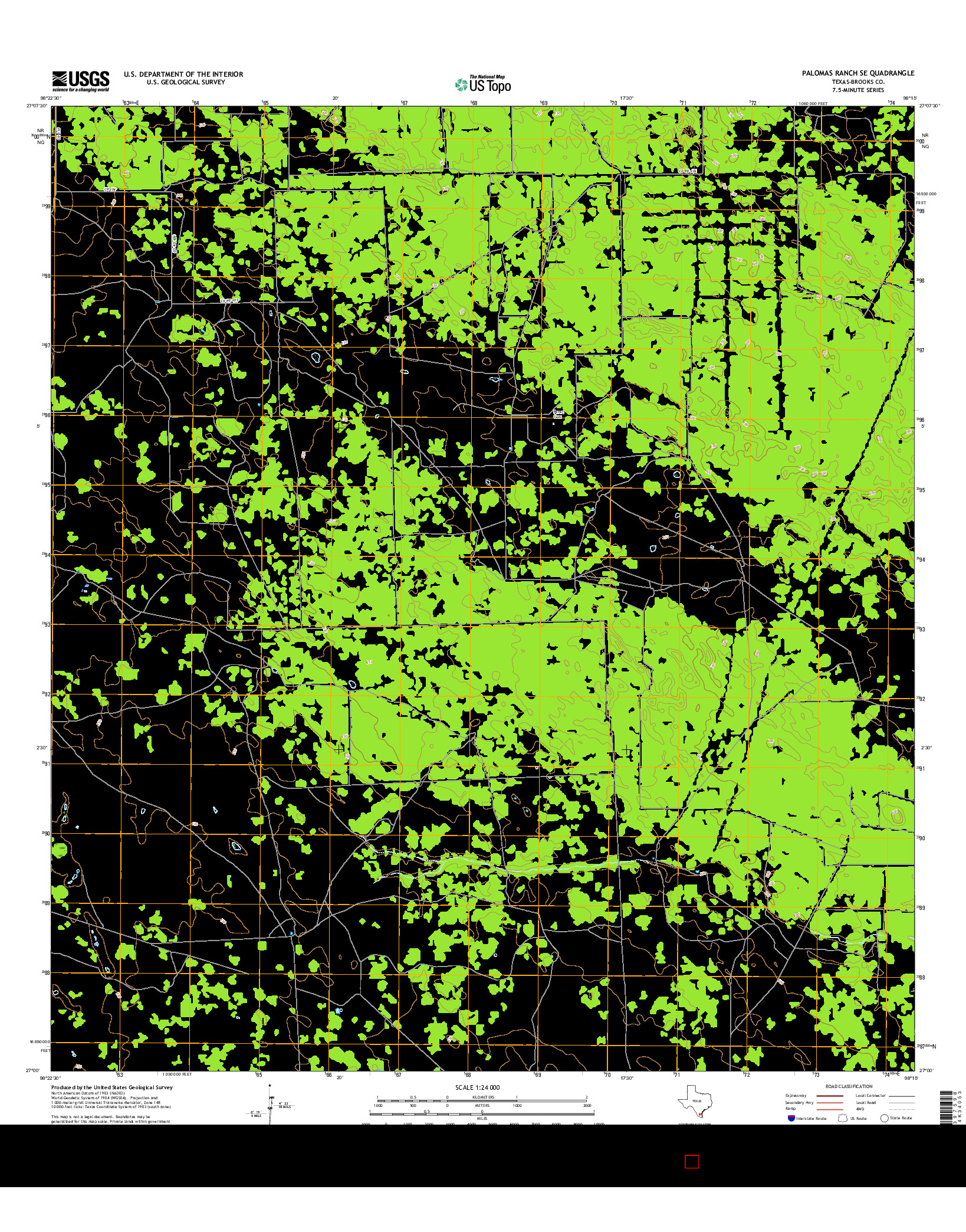 USGS US TOPO 7.5-MINUTE MAP FOR PALOMAS RANCH SE, TX 2016