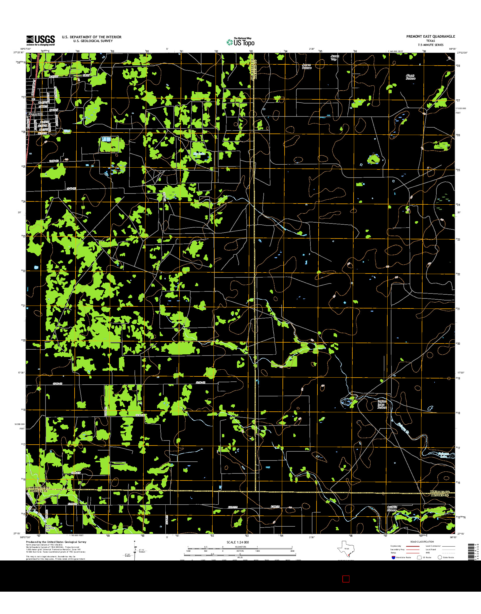 USGS US TOPO 7.5-MINUTE MAP FOR PREMONT EAST, TX 2016