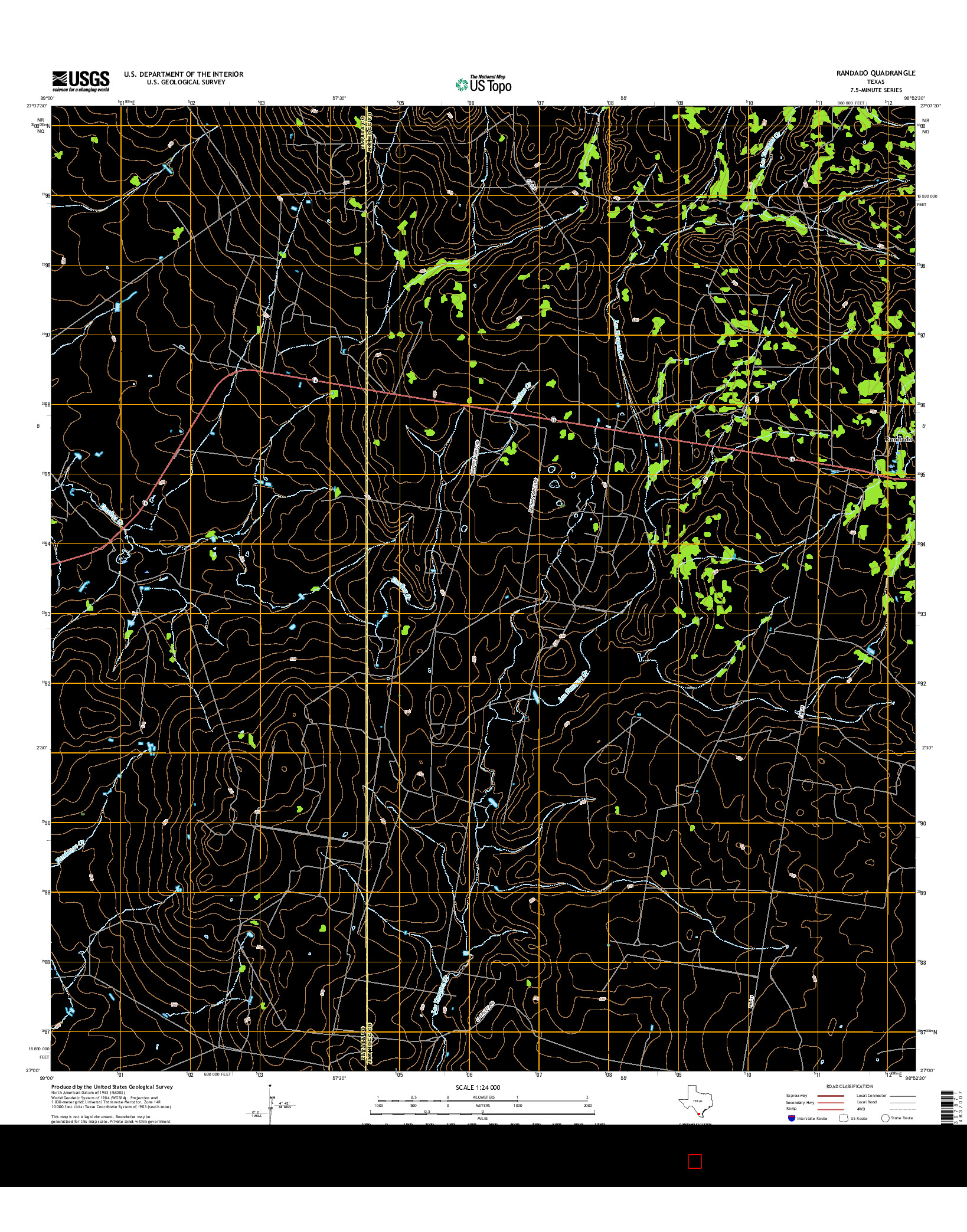 USGS US TOPO 7.5-MINUTE MAP FOR RANDADO, TX 2016