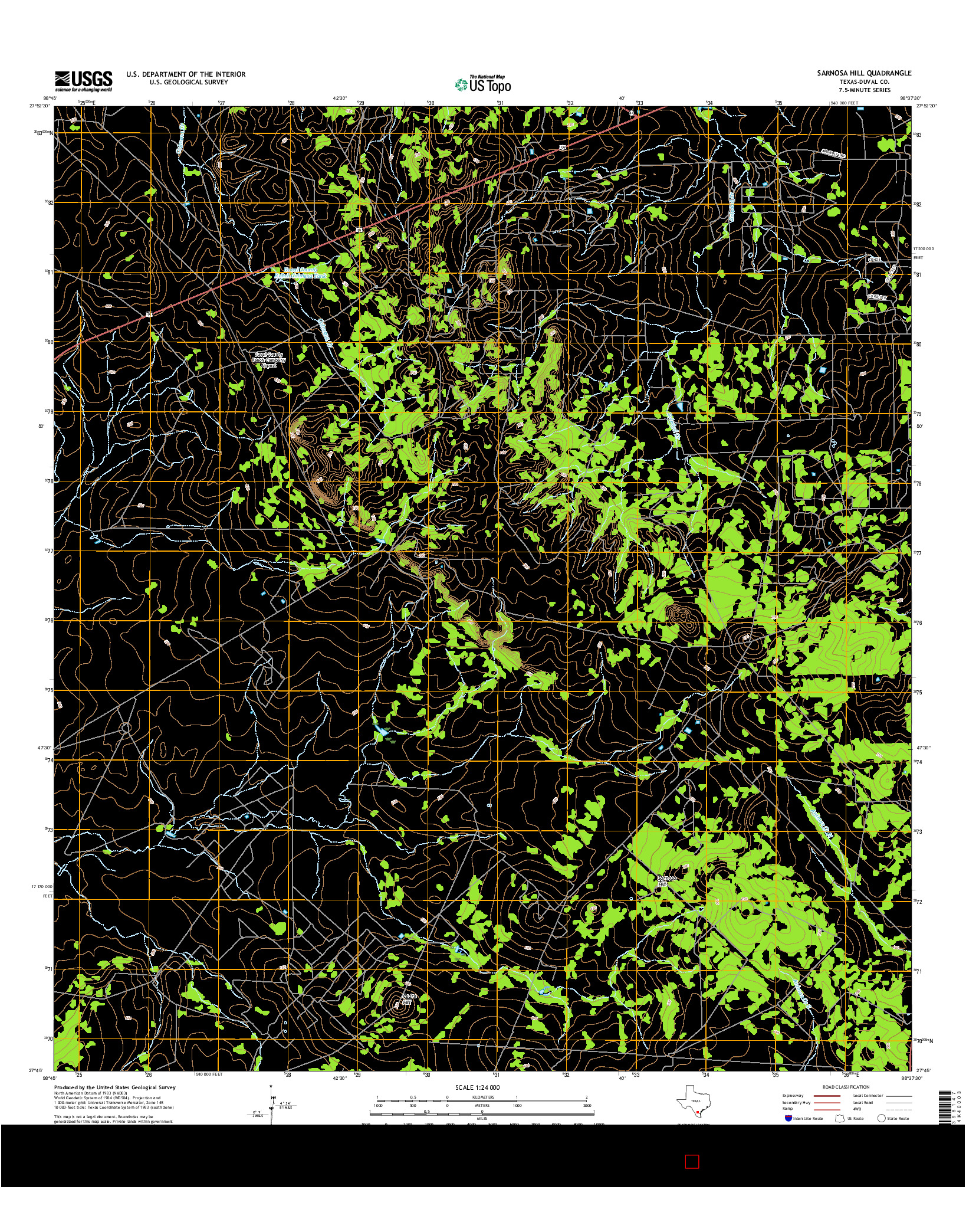 USGS US TOPO 7.5-MINUTE MAP FOR SARNOSA HILL, TX 2016