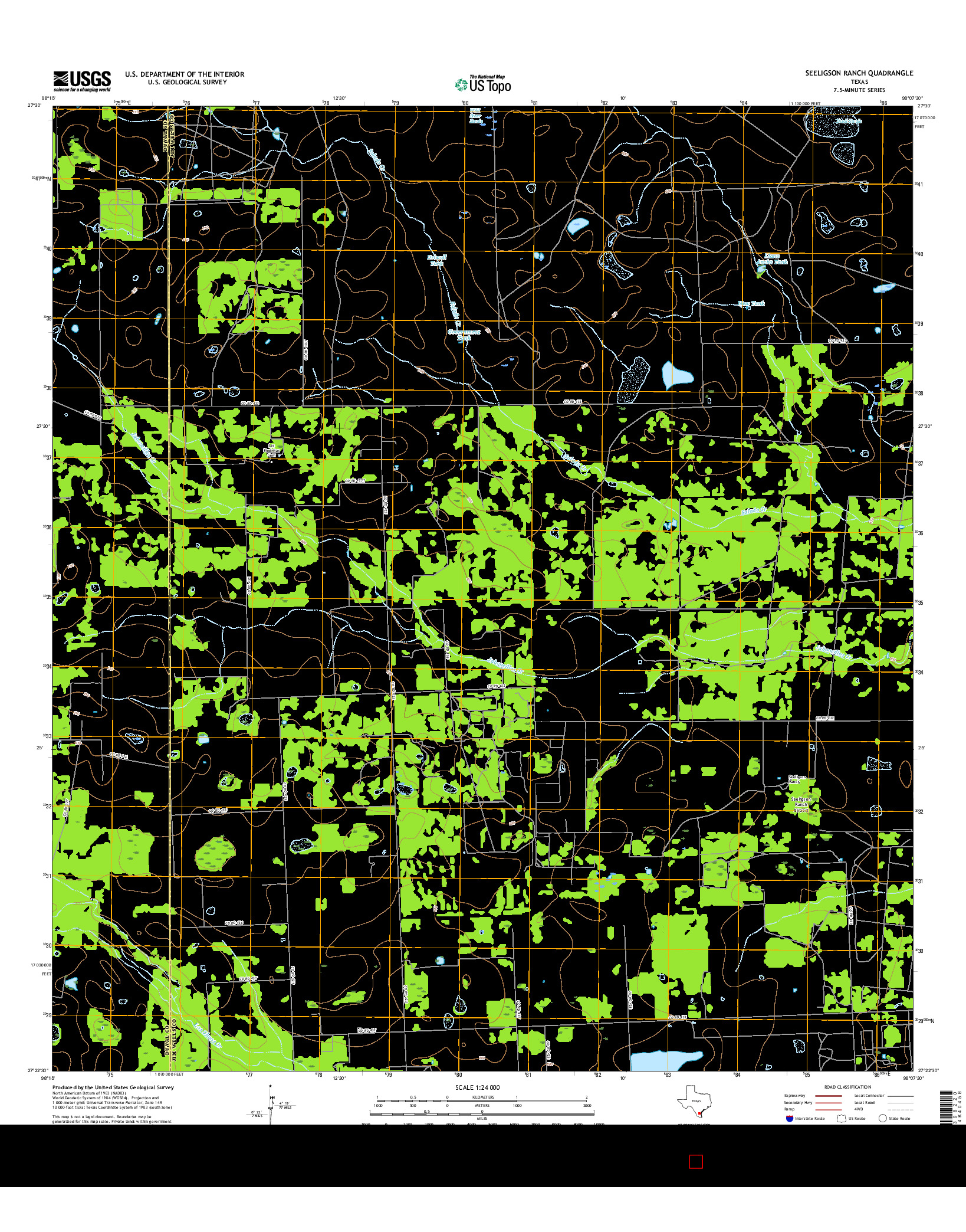 USGS US TOPO 7.5-MINUTE MAP FOR SEELIGSON RANCH, TX 2016