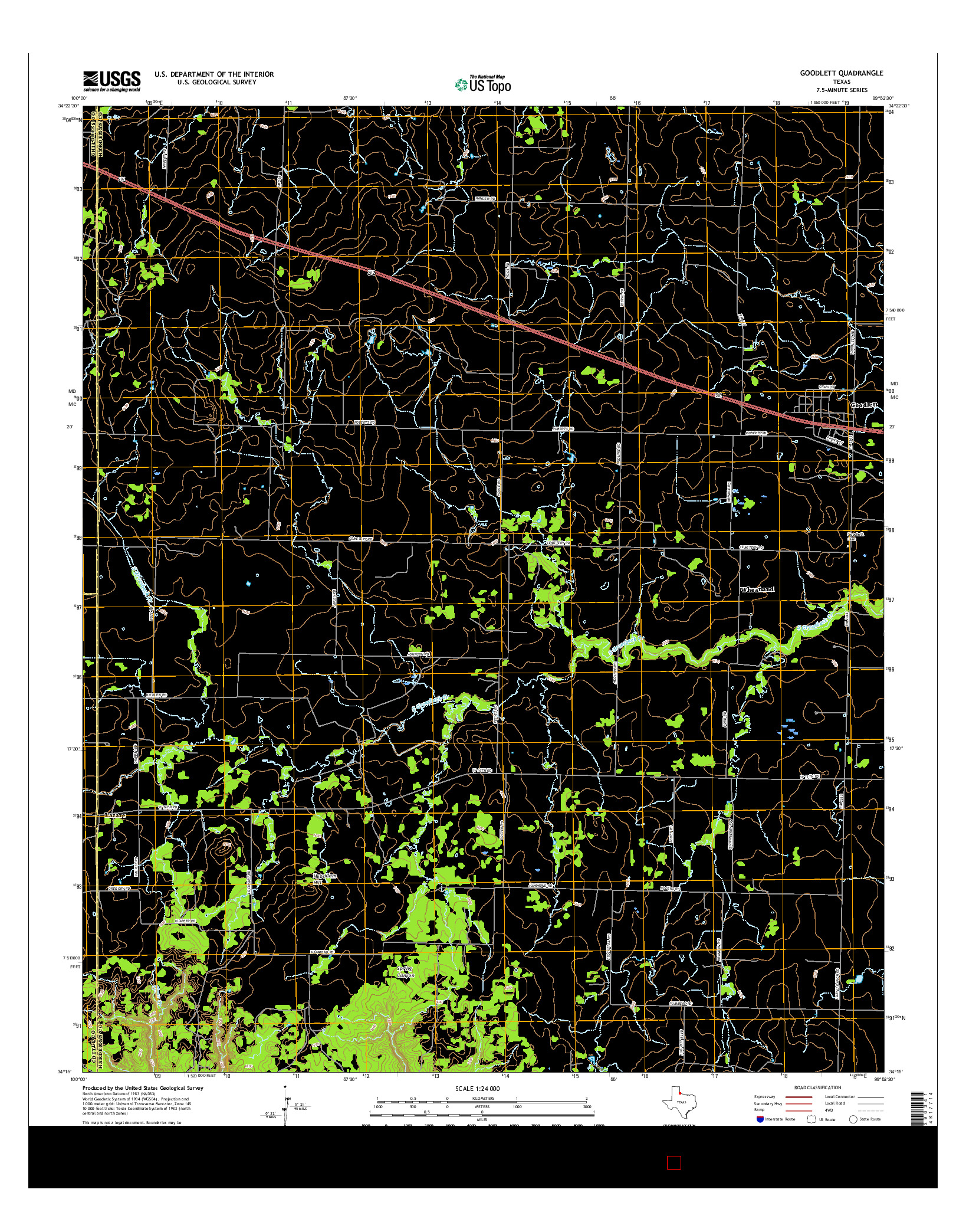 USGS US TOPO 7.5-MINUTE MAP FOR GOODLETT, TX 2016