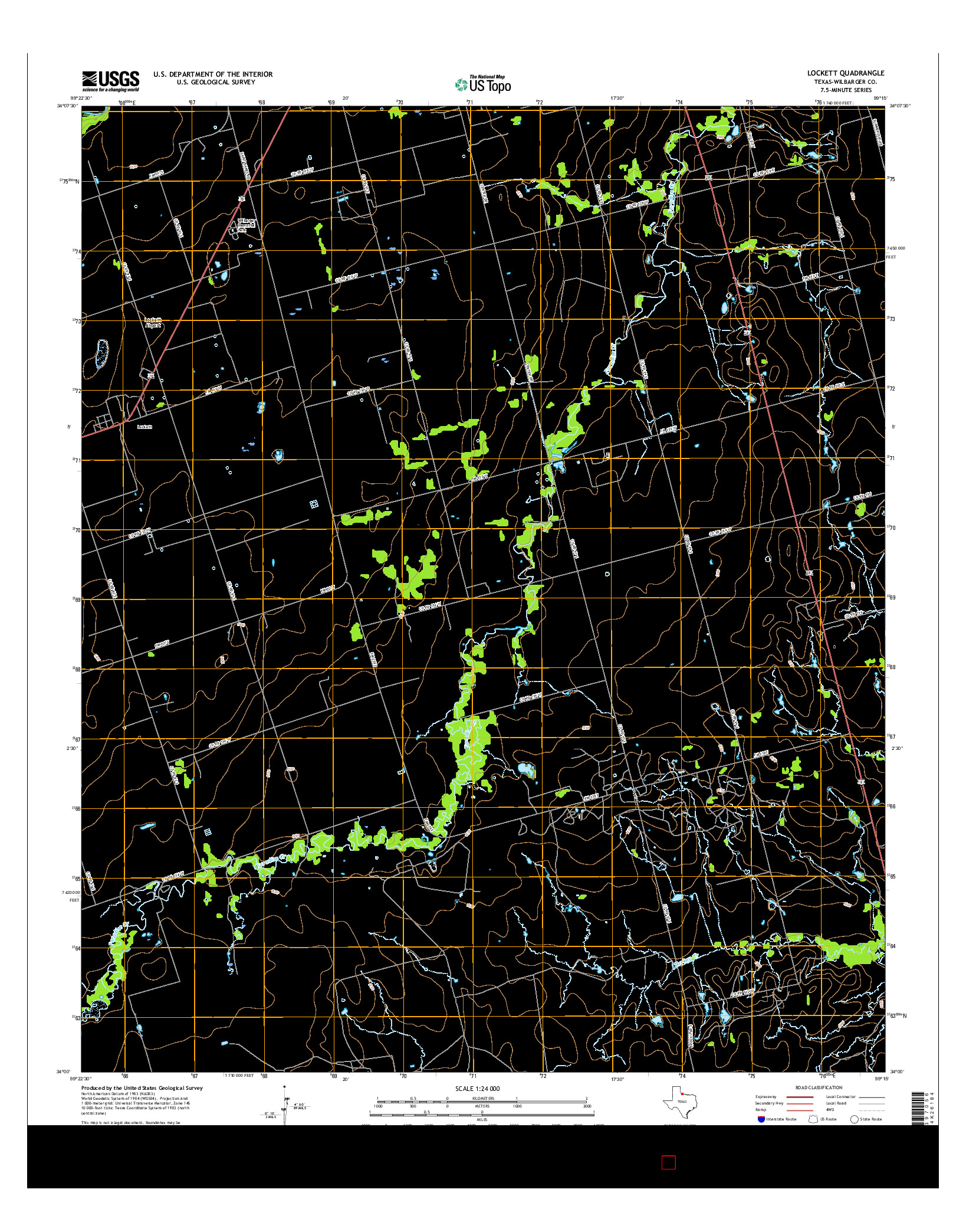 USGS US TOPO 7.5-MINUTE MAP FOR LOCKETT, TX 2016