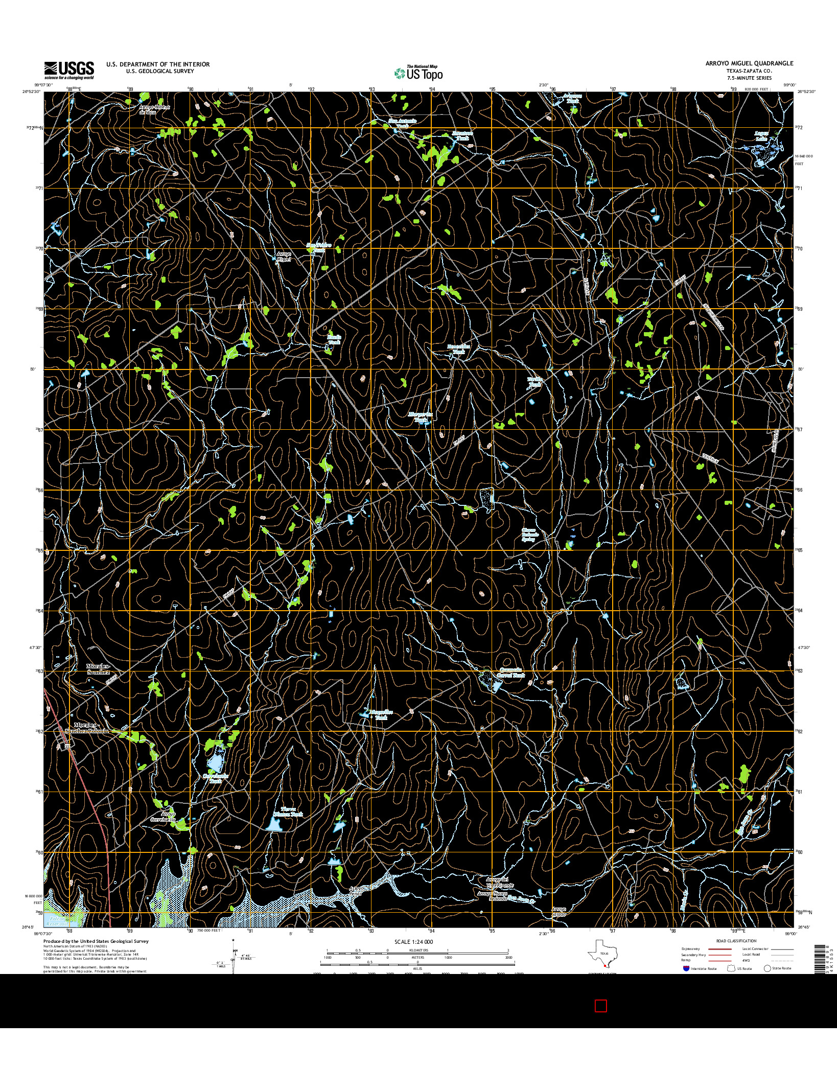 USGS US TOPO 7.5-MINUTE MAP FOR ARROYO MIGUEL, TX 2016