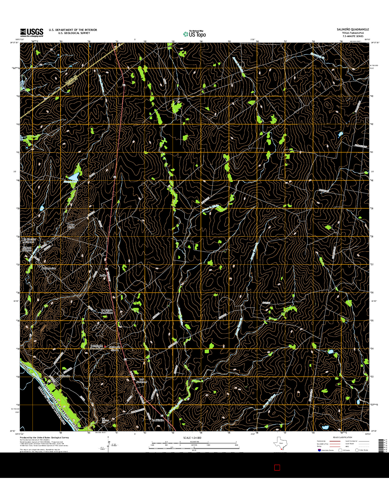 USGS US TOPO 7.5-MINUTE MAP FOR SALINEñO, TX-TAM 2016