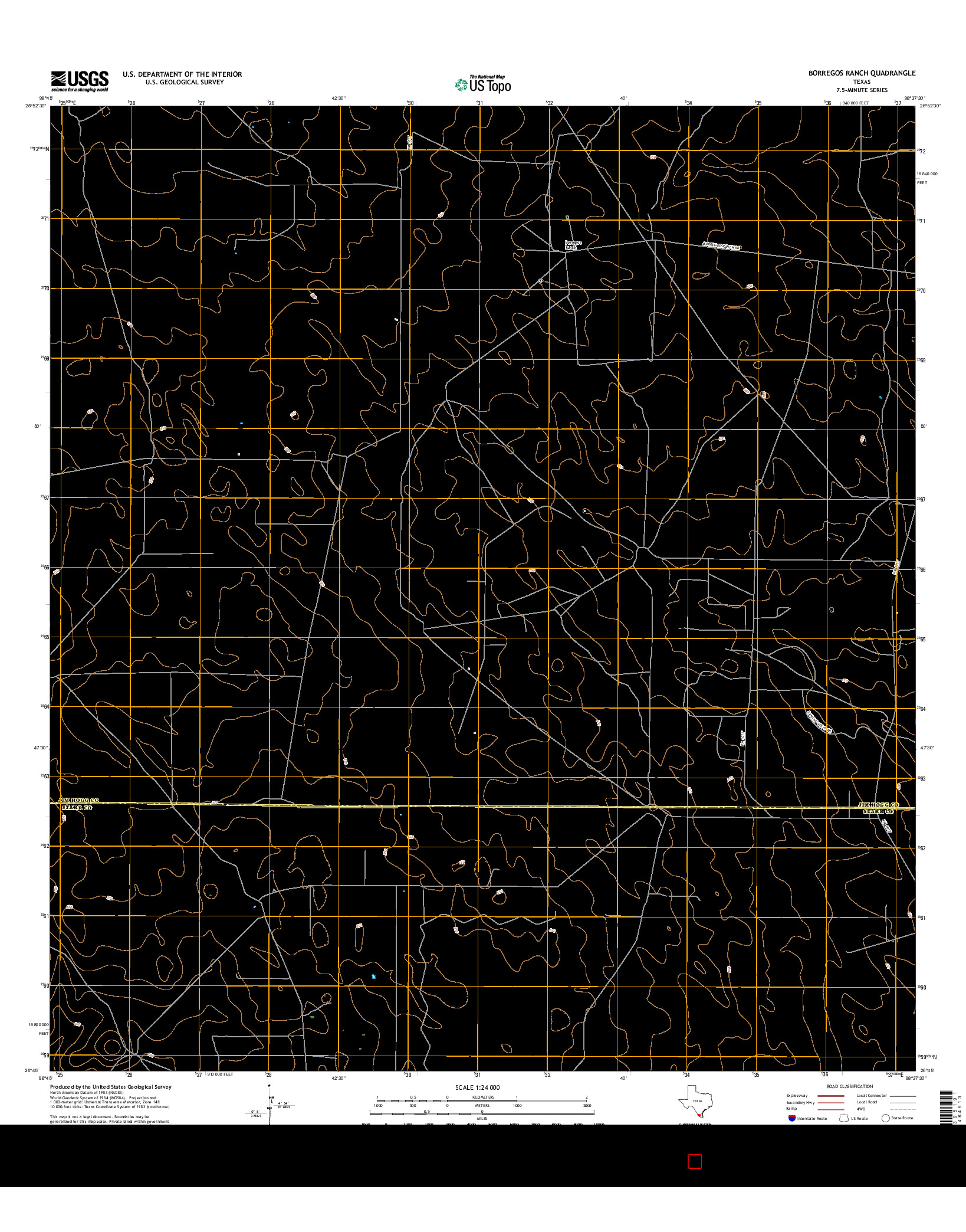 USGS US TOPO 7.5-MINUTE MAP FOR BORREGOS RANCH, TX 2016