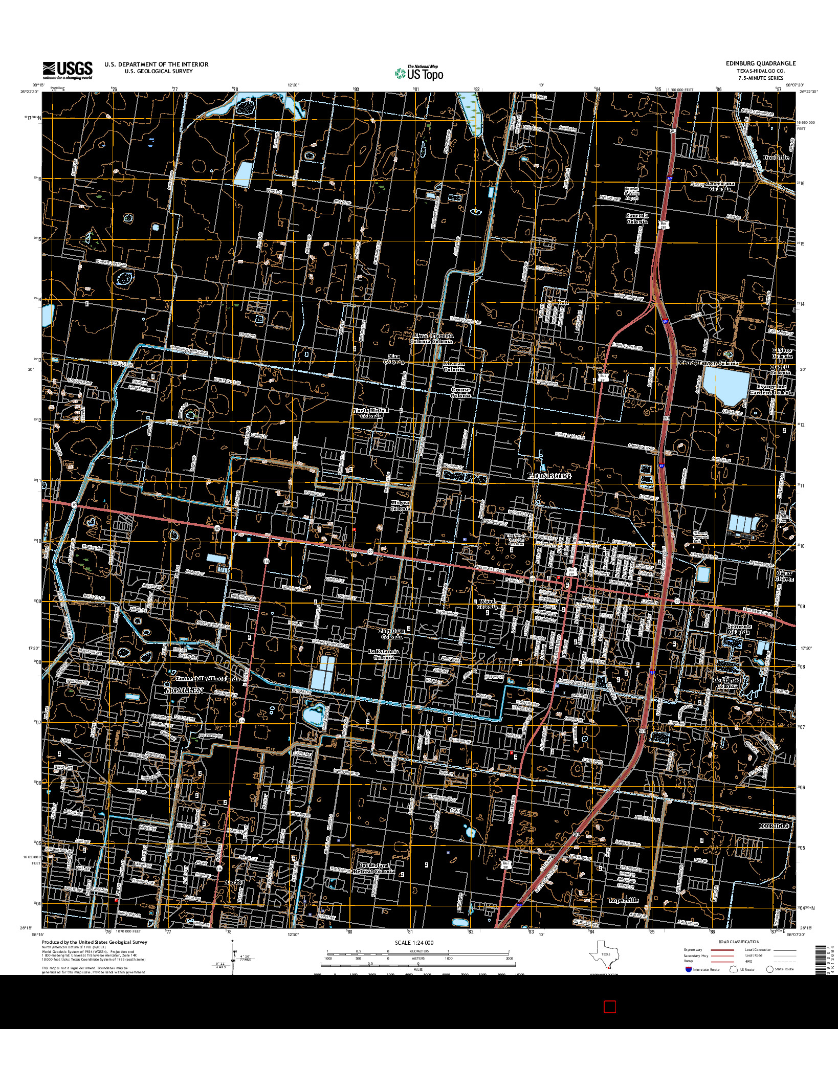 USGS US TOPO 7.5-MINUTE MAP FOR EDINBURG, TX 2016