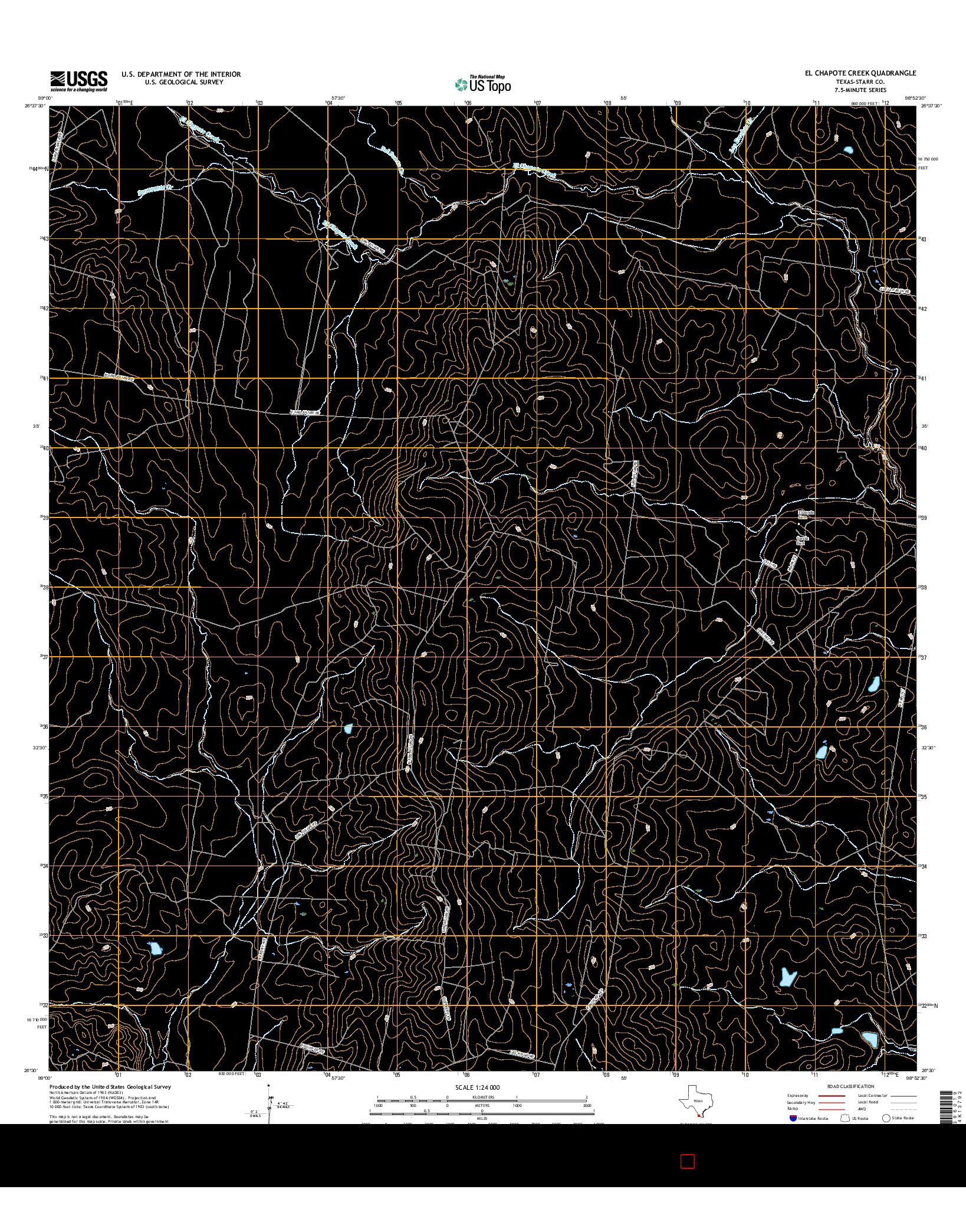 USGS US TOPO 7.5-MINUTE MAP FOR EL CHAPOTE CREEK, TX 2016