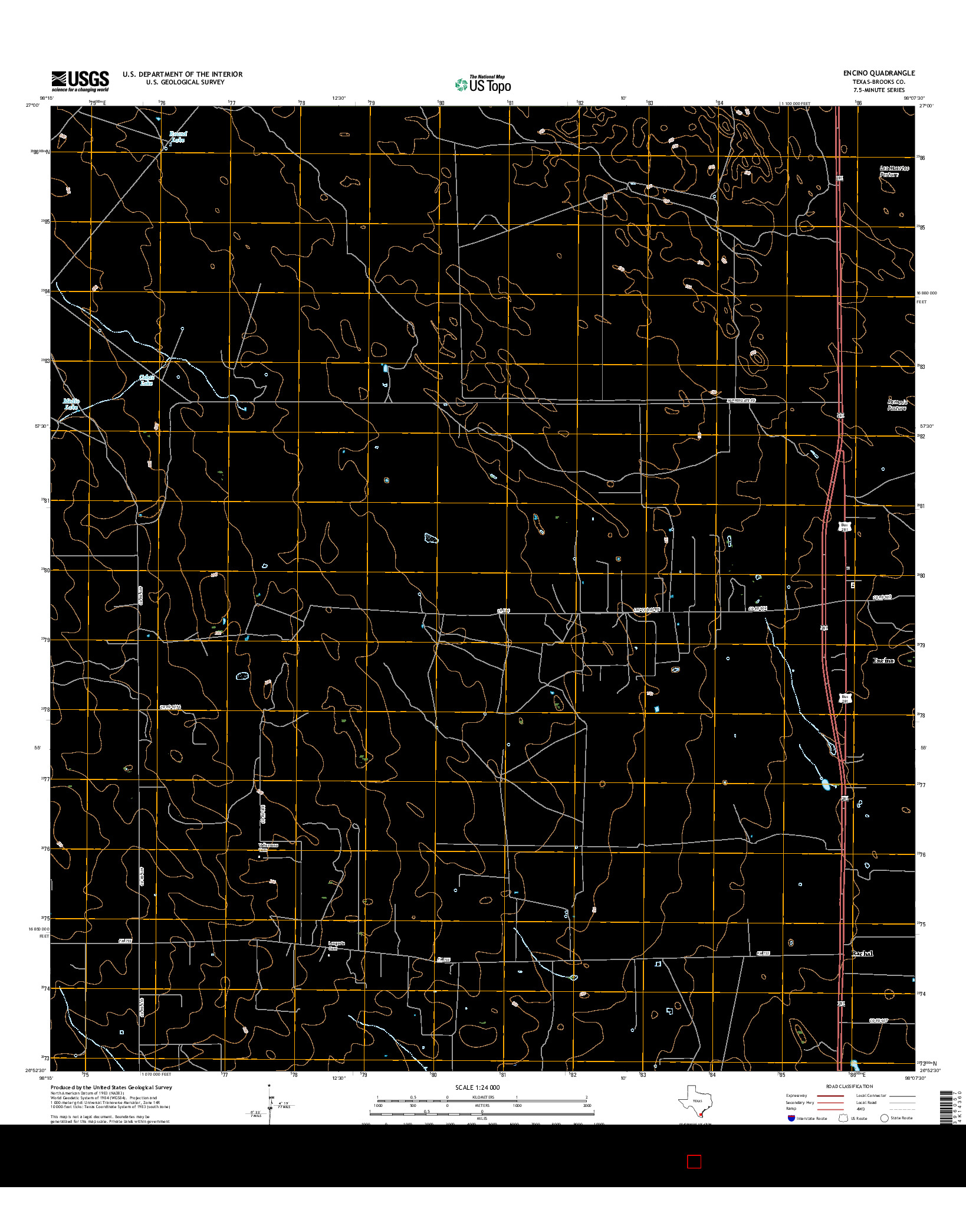 USGS US TOPO 7.5-MINUTE MAP FOR ENCINO, TX 2016