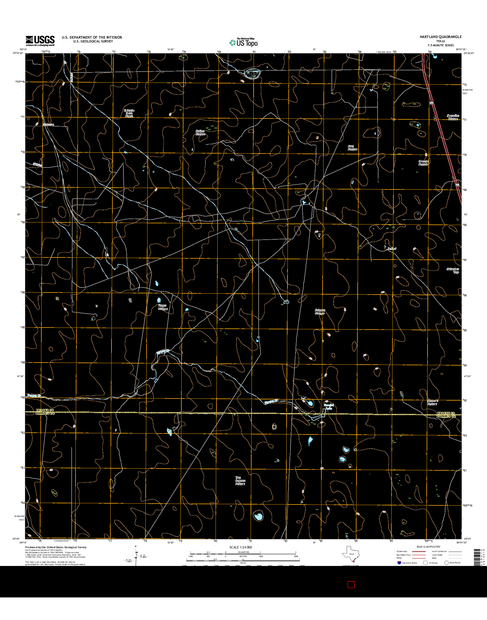 USGS US TOPO 7.5-MINUTE MAP FOR HARTLAND, TX 2016