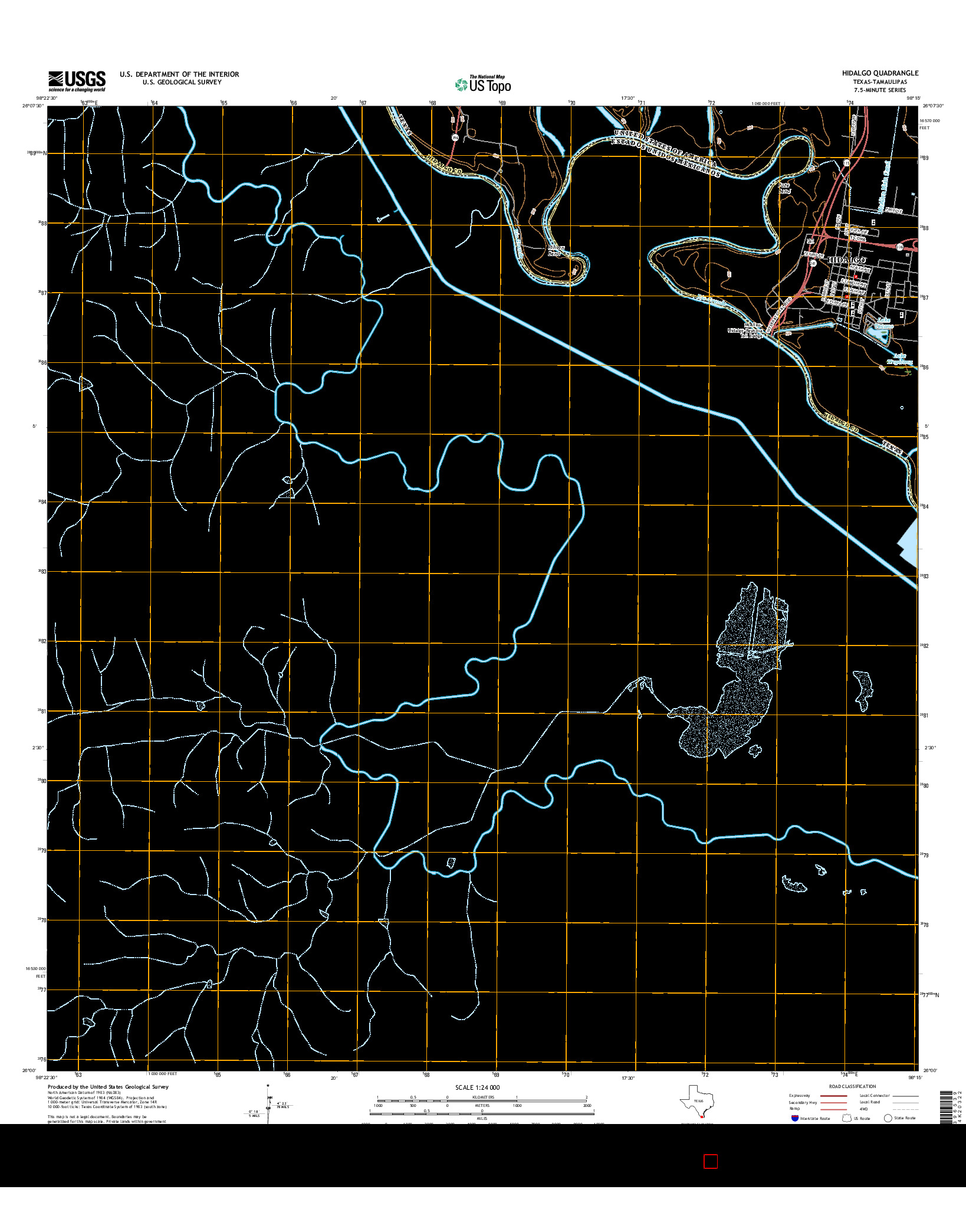 USGS US TOPO 7.5-MINUTE MAP FOR HIDALGO, TX-TAM 2016