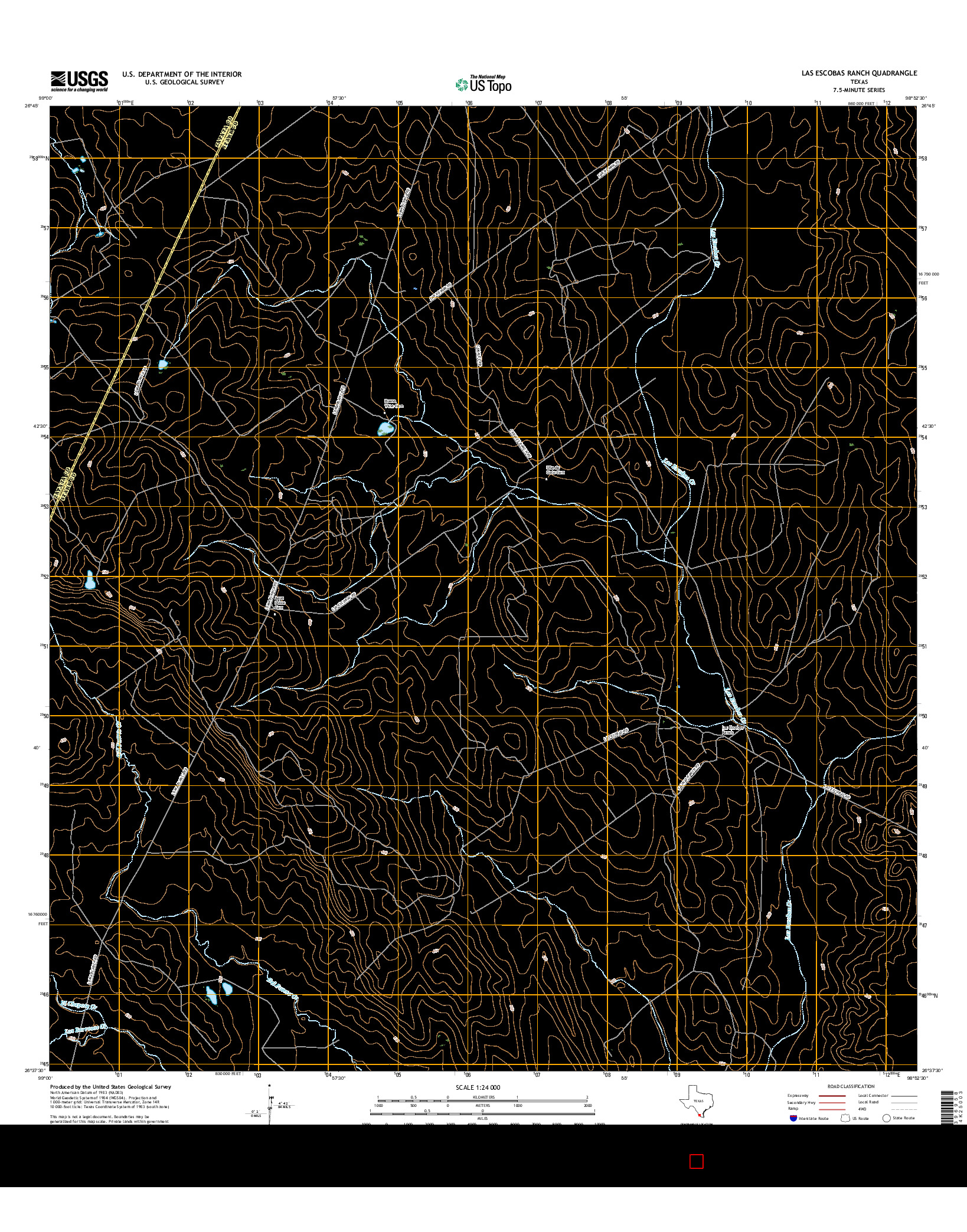 USGS US TOPO 7.5-MINUTE MAP FOR LAS ESCOBAS RANCH, TX 2016