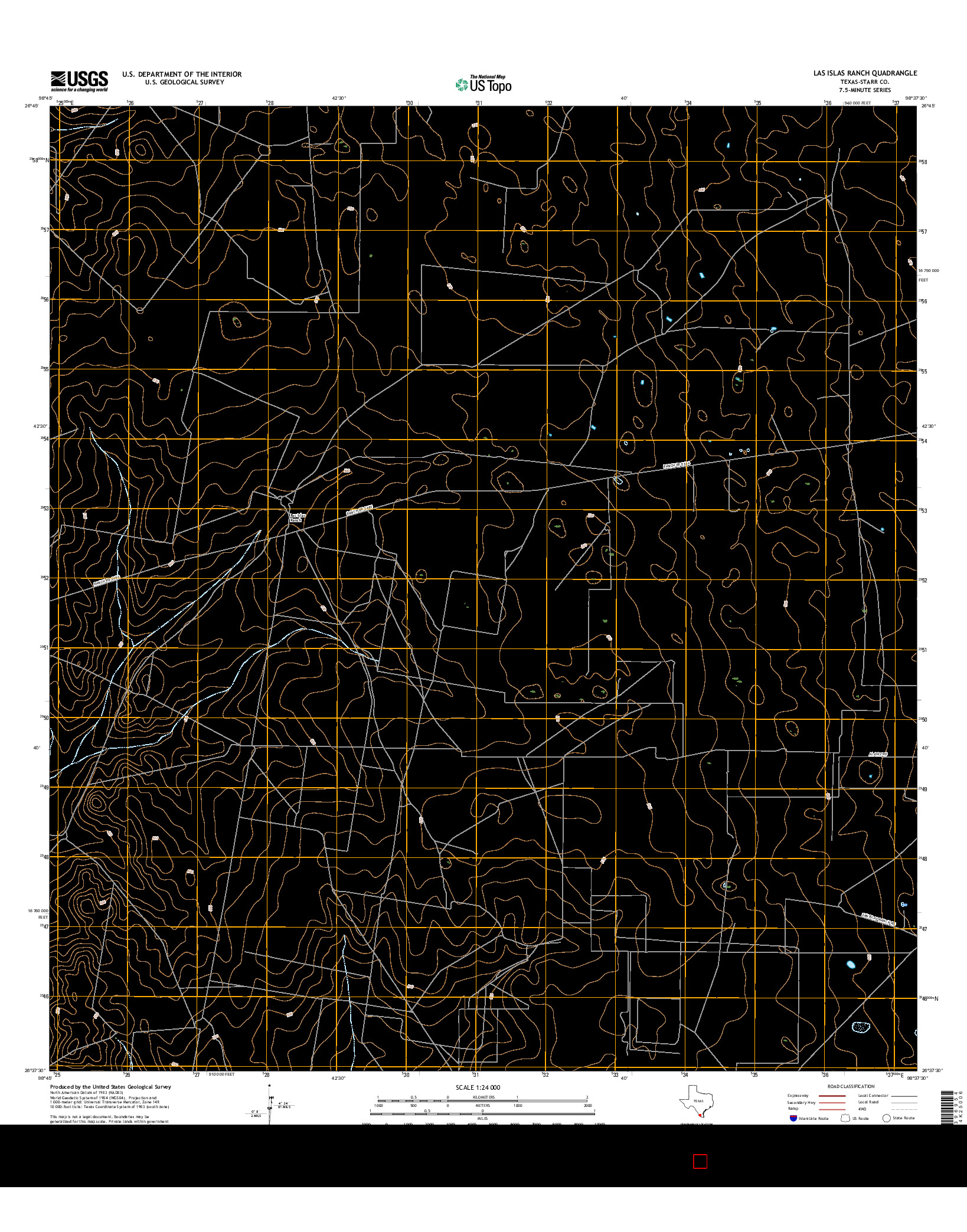 USGS US TOPO 7.5-MINUTE MAP FOR LAS ISLAS RANCH, TX 2016