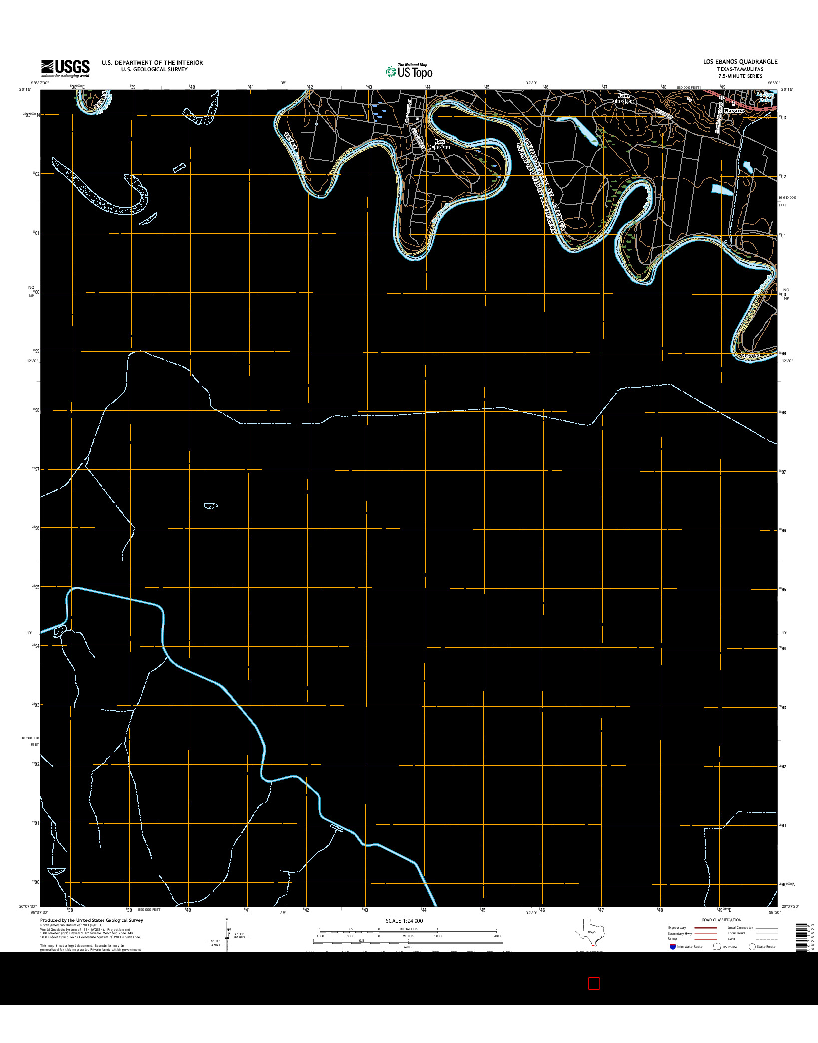 USGS US TOPO 7.5-MINUTE MAP FOR LOS EBANOS, TX-TAM 2016