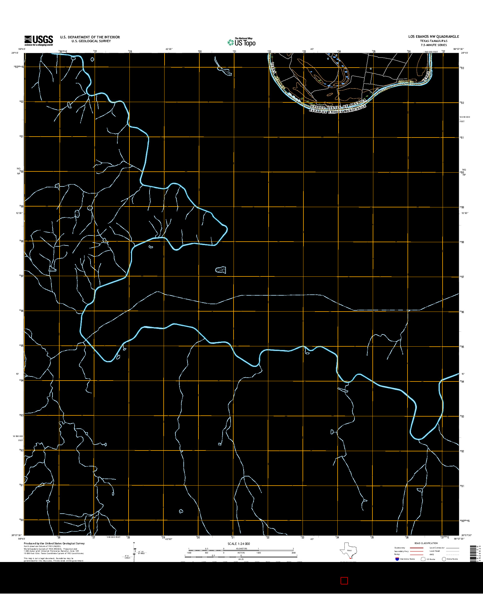 USGS US TOPO 7.5-MINUTE MAP FOR LOS EBANOS NW, TX-TAM 2016