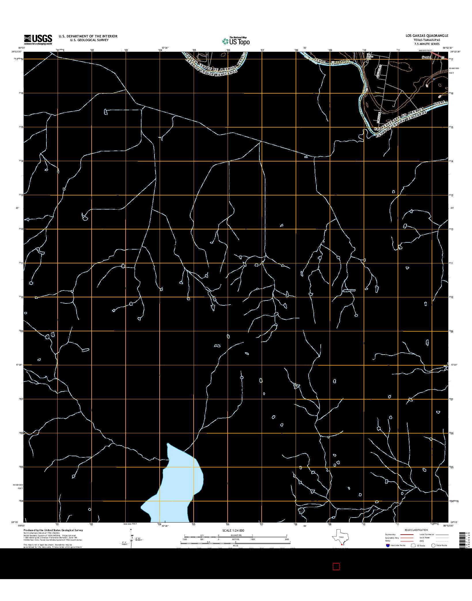 USGS US TOPO 7.5-MINUTE MAP FOR LOS GARZAS, TX-TAM 2016