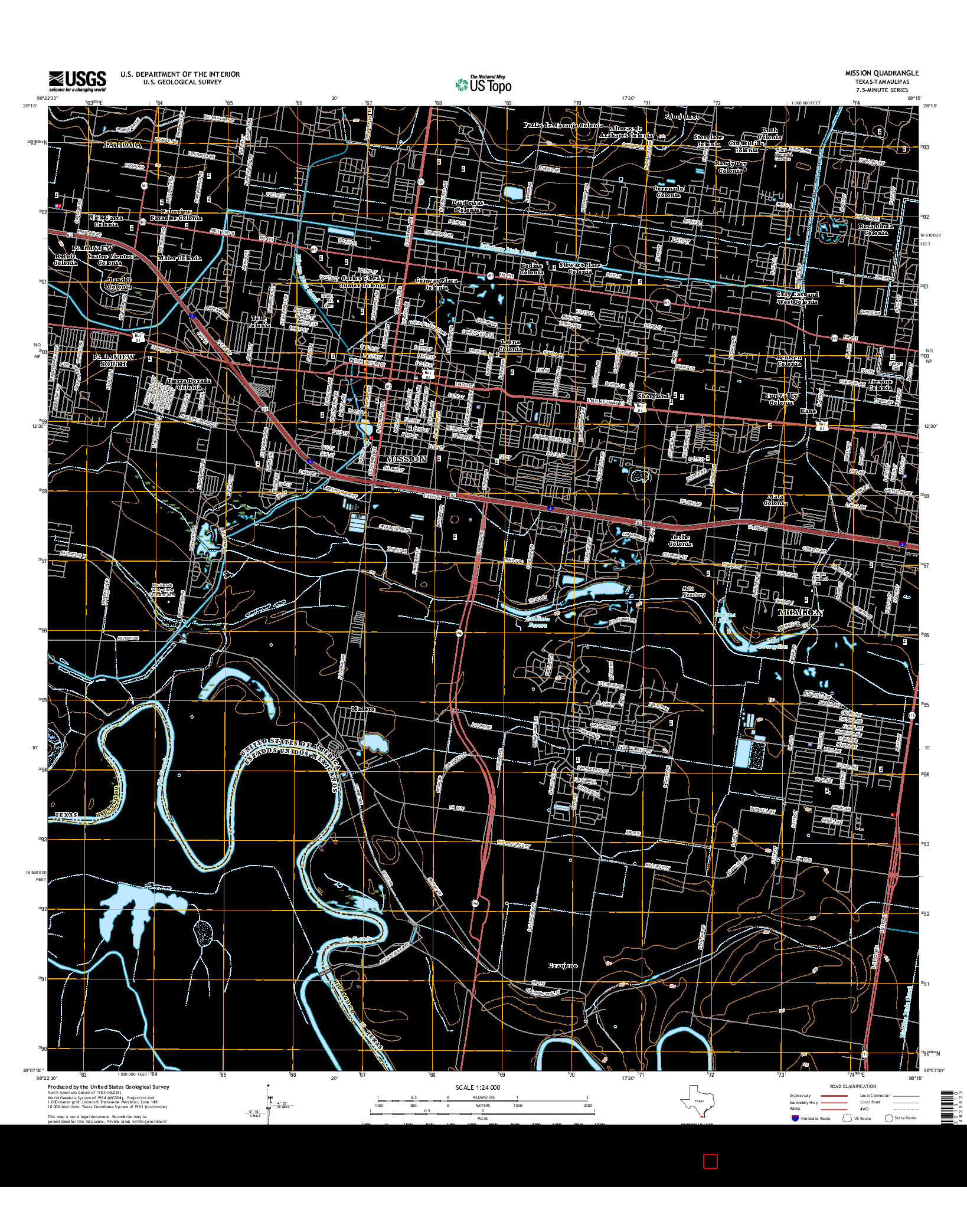 USGS US TOPO 7.5-MINUTE MAP FOR MISSION, TX-TAM 2016