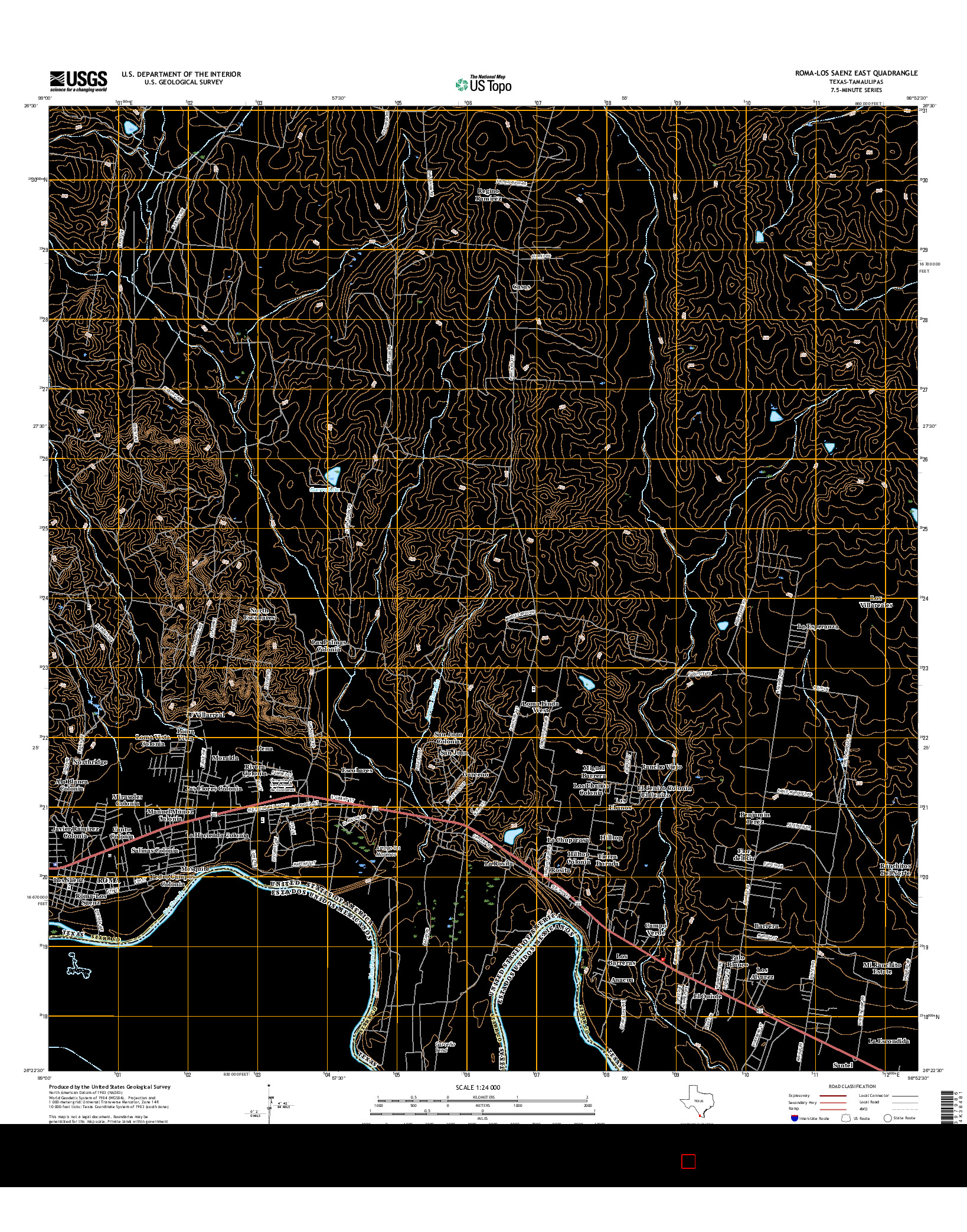 USGS US TOPO 7.5-MINUTE MAP FOR ROMA-LOS SAENZ EAST, TX-TAM 2016