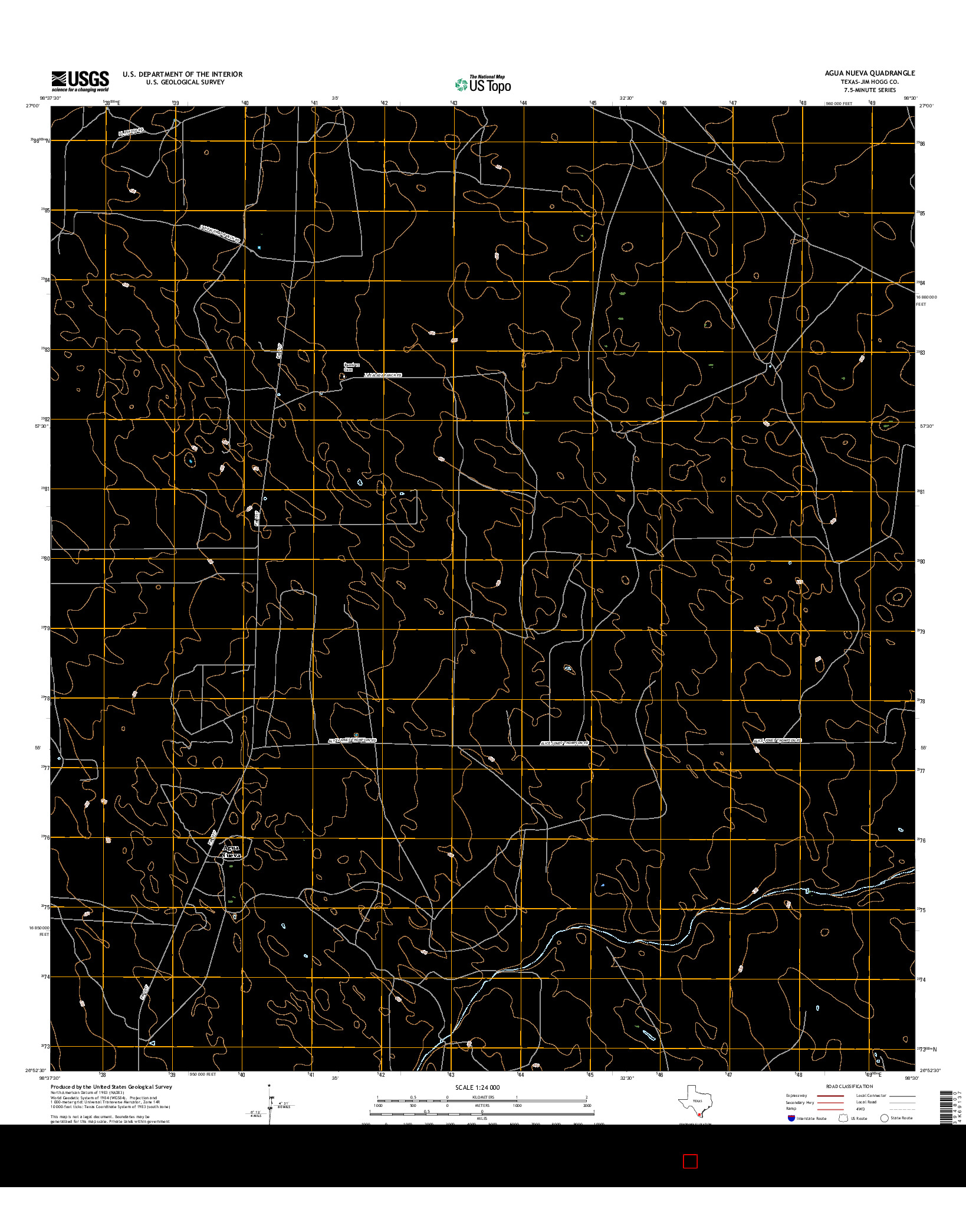 USGS US TOPO 7.5-MINUTE MAP FOR AGUA NUEVA, TX 2016