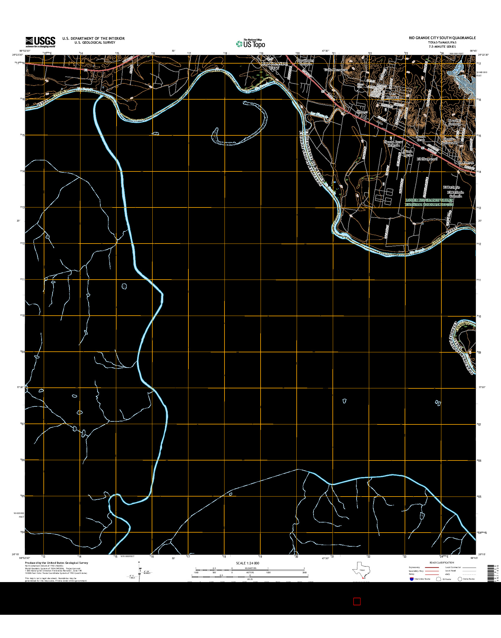 USGS US TOPO 7.5-MINUTE MAP FOR RIO GRANDE CITY SOUTH, TX-TAM 2016
