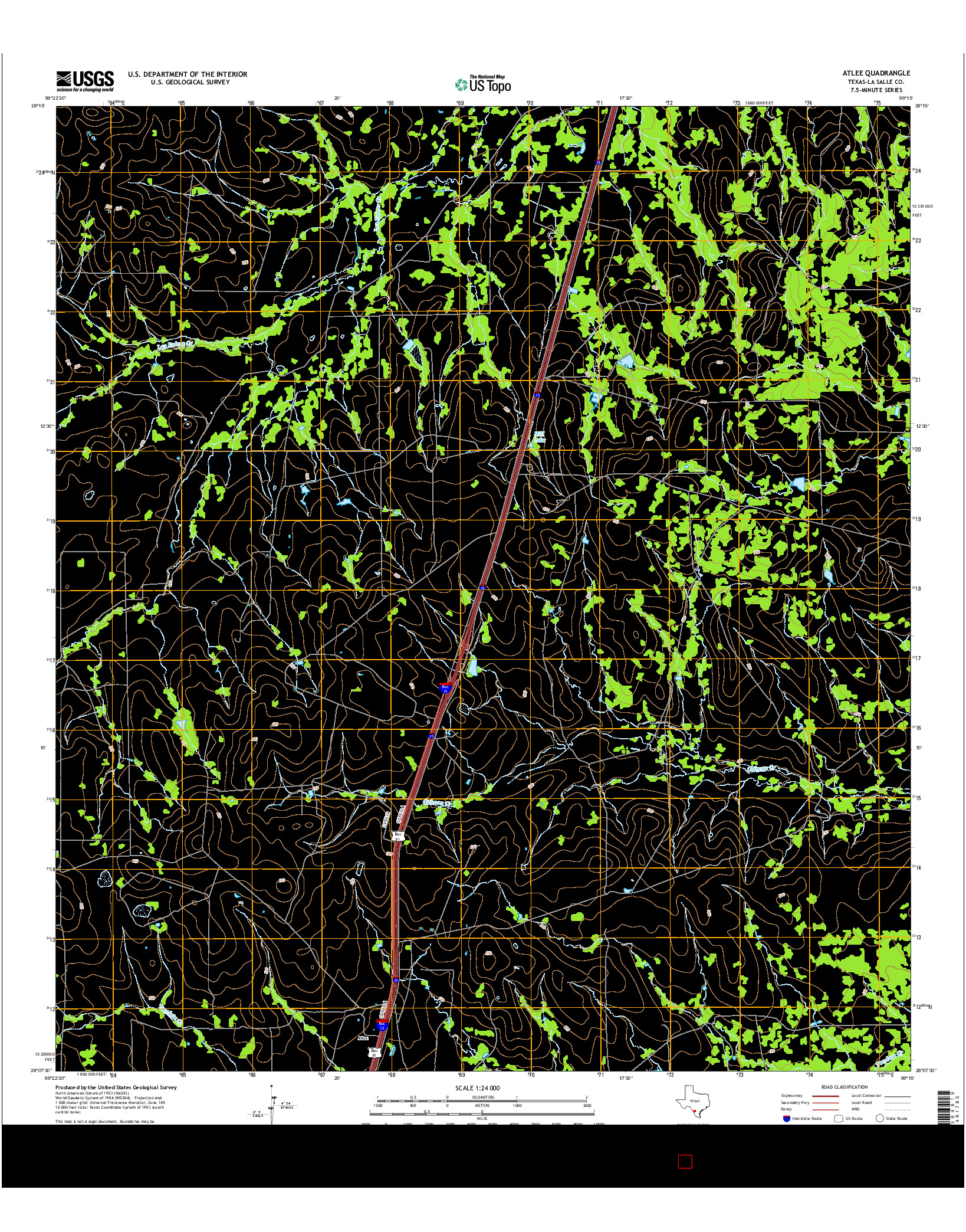 USGS US TOPO 7.5-MINUTE MAP FOR ATLEE, TX 2016