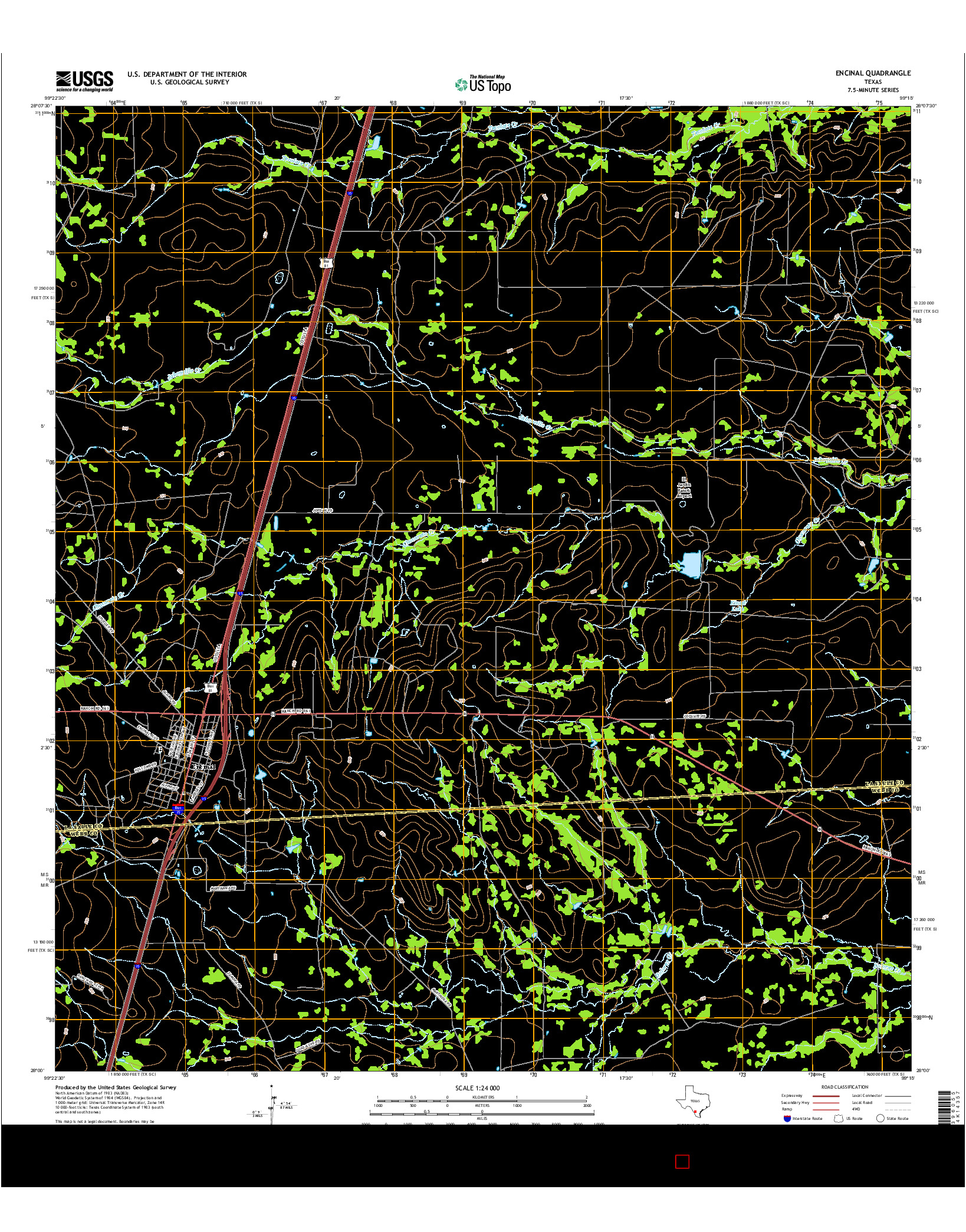 USGS US TOPO 7.5-MINUTE MAP FOR ENCINAL, TX 2016