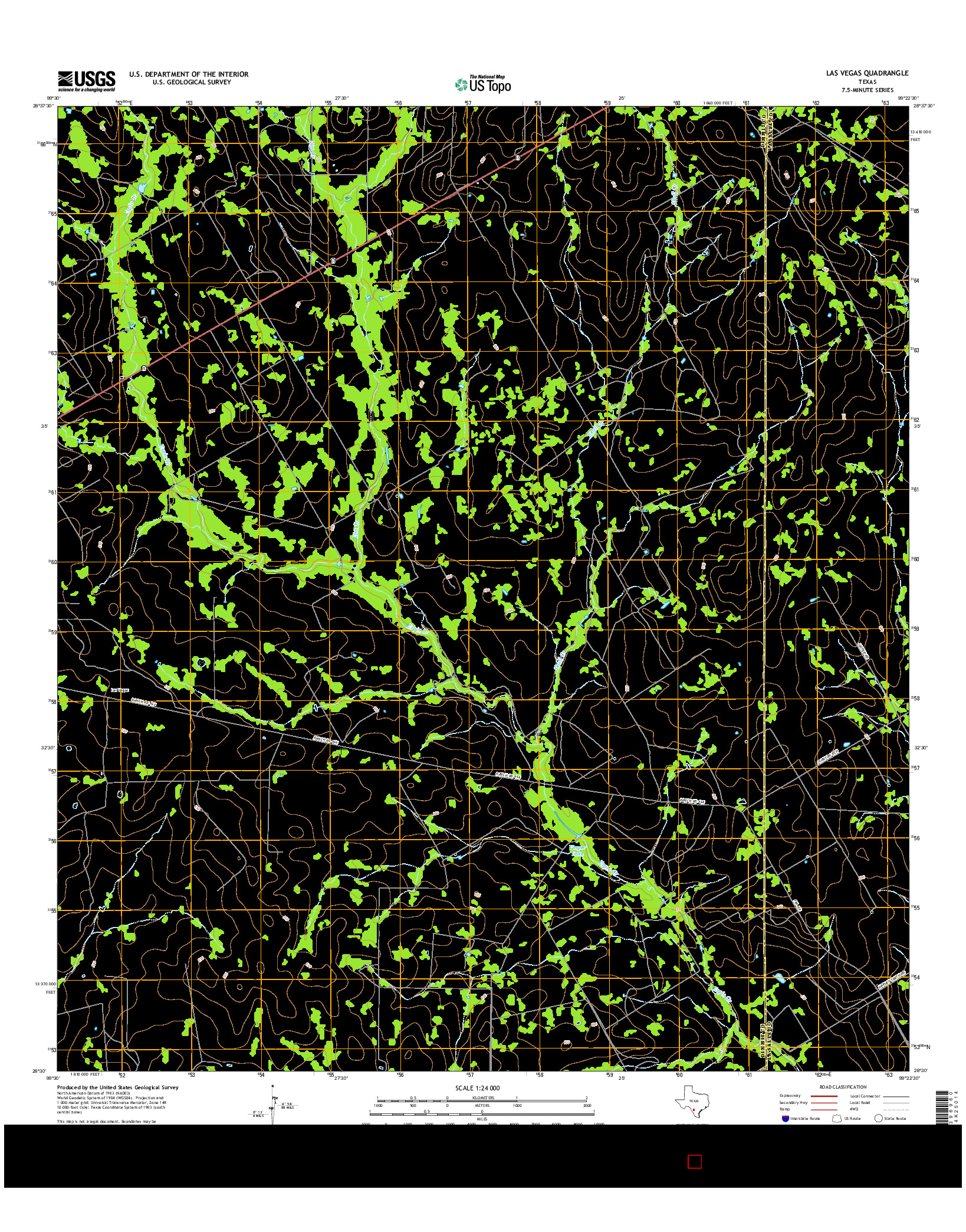 USGS US TOPO 7.5-MINUTE MAP FOR LAS VEGAS, TX 2016