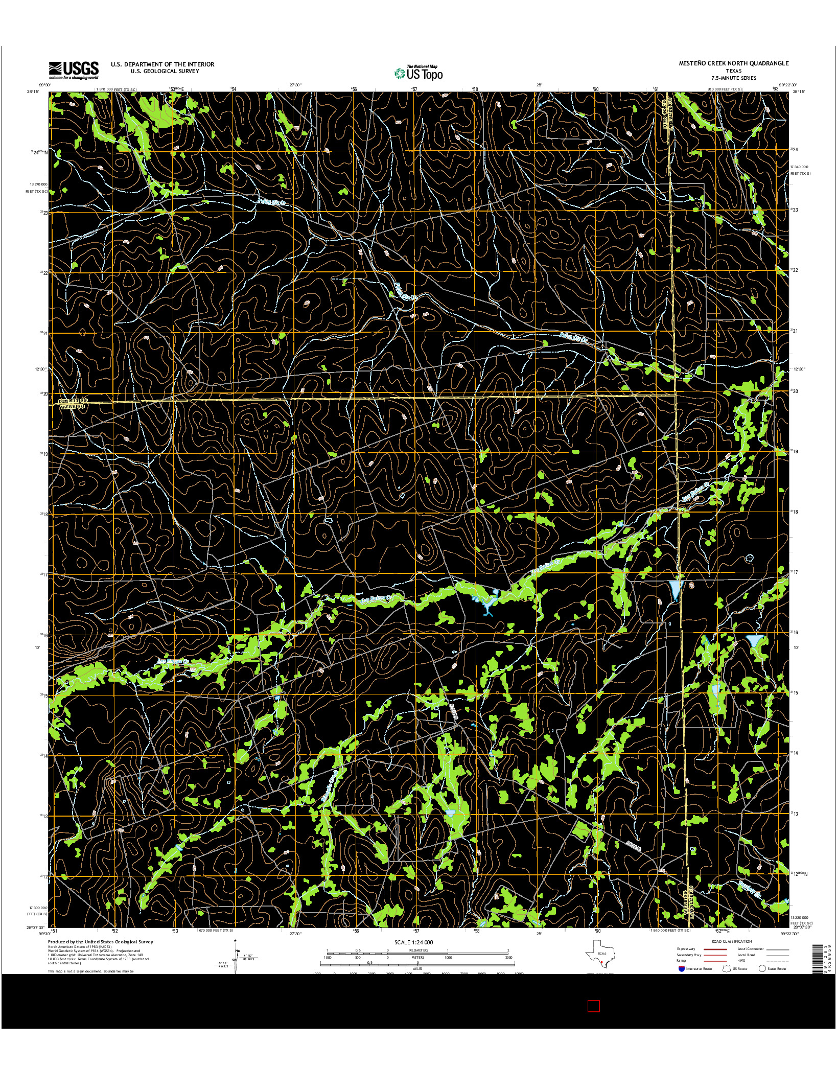 USGS US TOPO 7.5-MINUTE MAP FOR MESTEñO CREEK NORTH, TX 2016