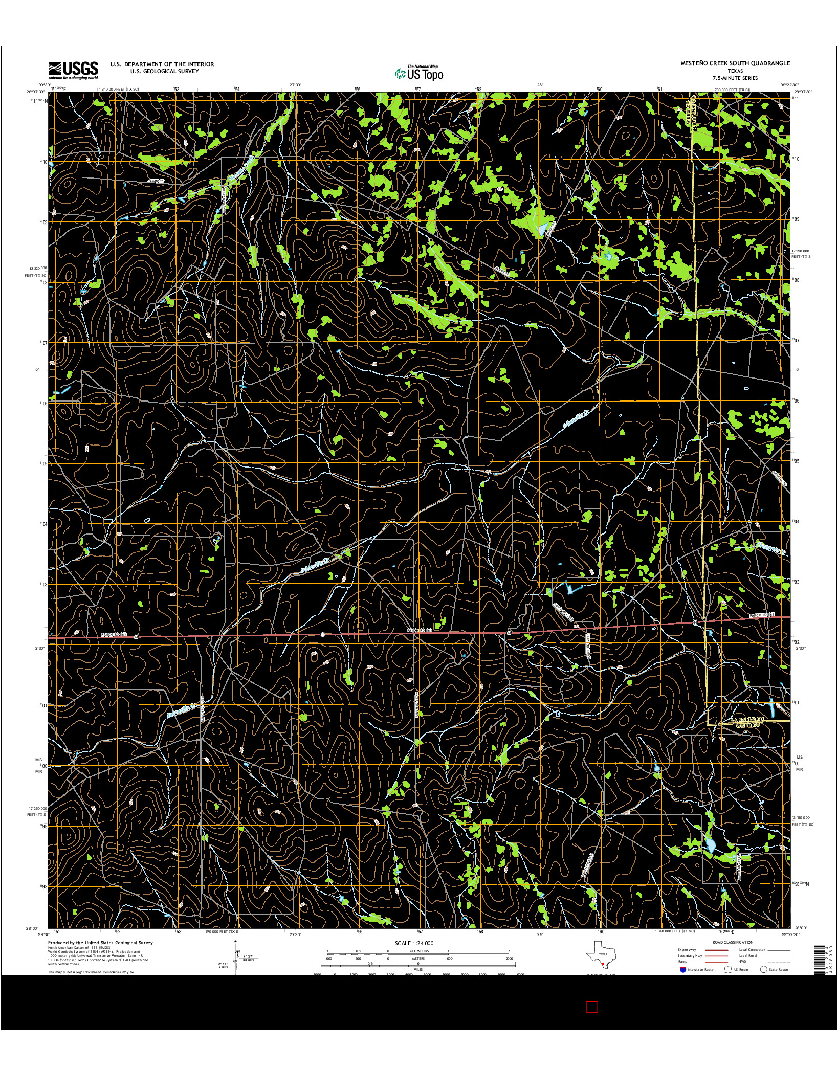 USGS US TOPO 7.5-MINUTE MAP FOR MESTEñO CREEK SOUTH, TX 2016