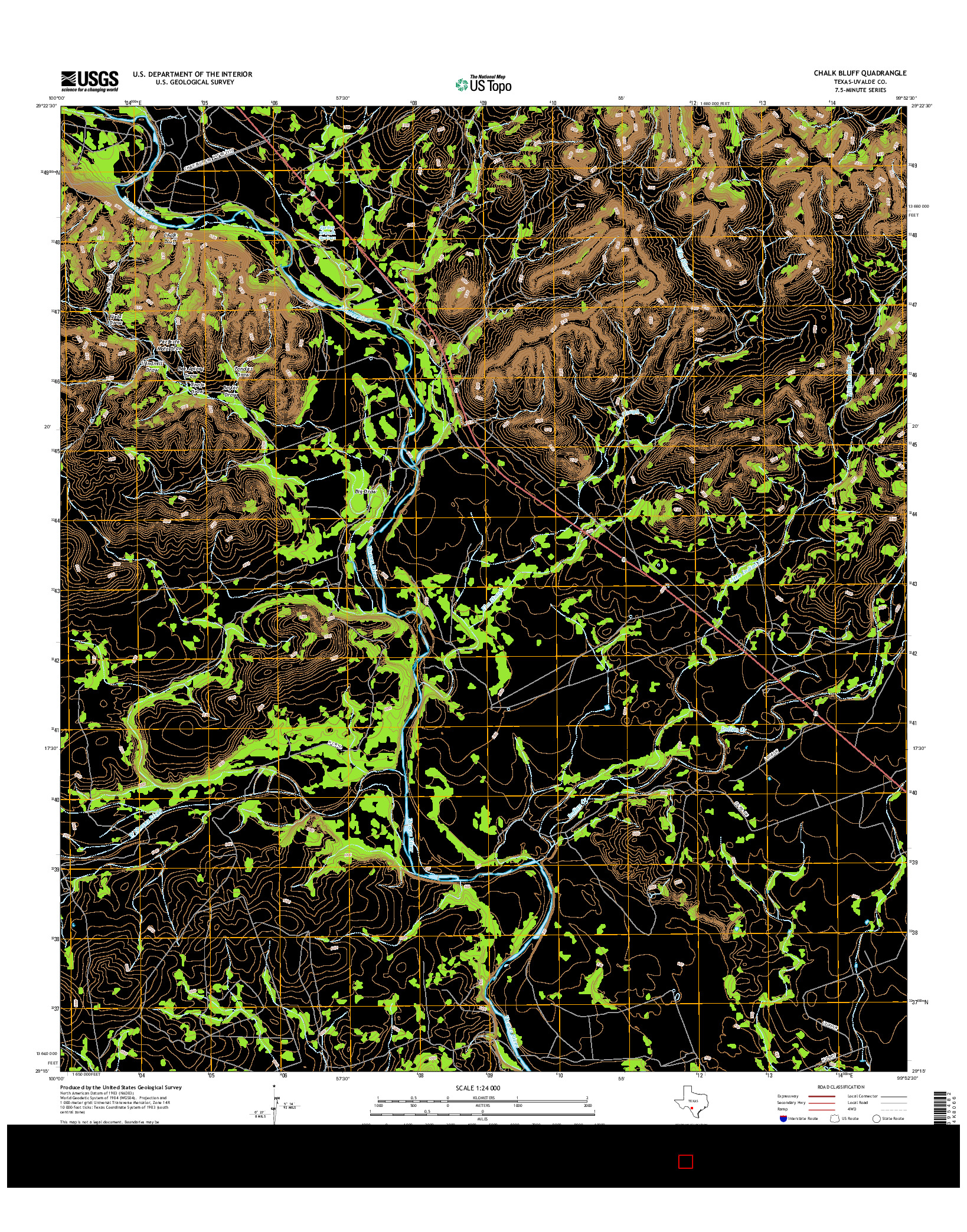 USGS US TOPO 7.5-MINUTE MAP FOR CHALK BLUFF, TX 2016